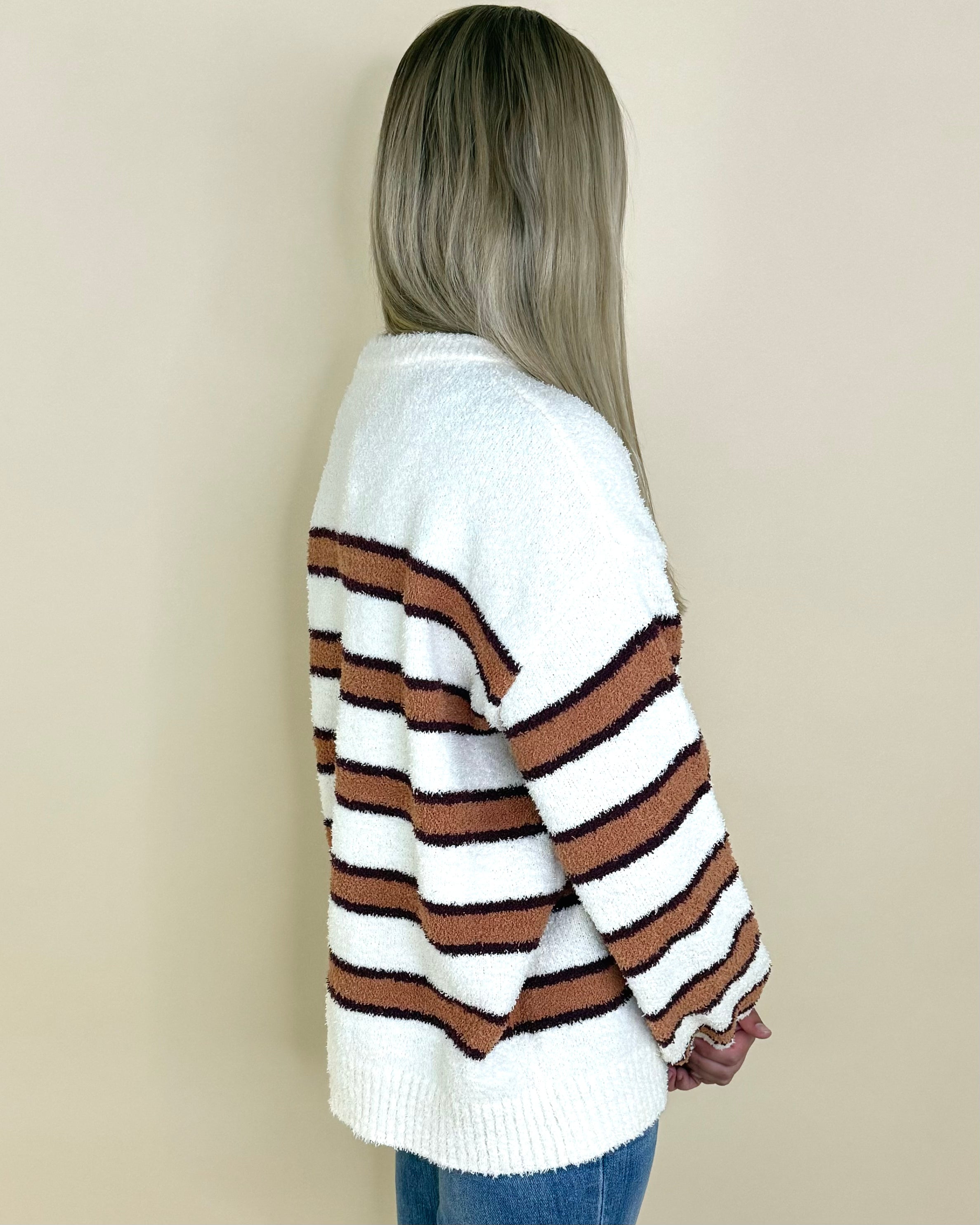 Caught Up Toffee Stripe Sweater-Shop-Womens-Boutique-Clothing