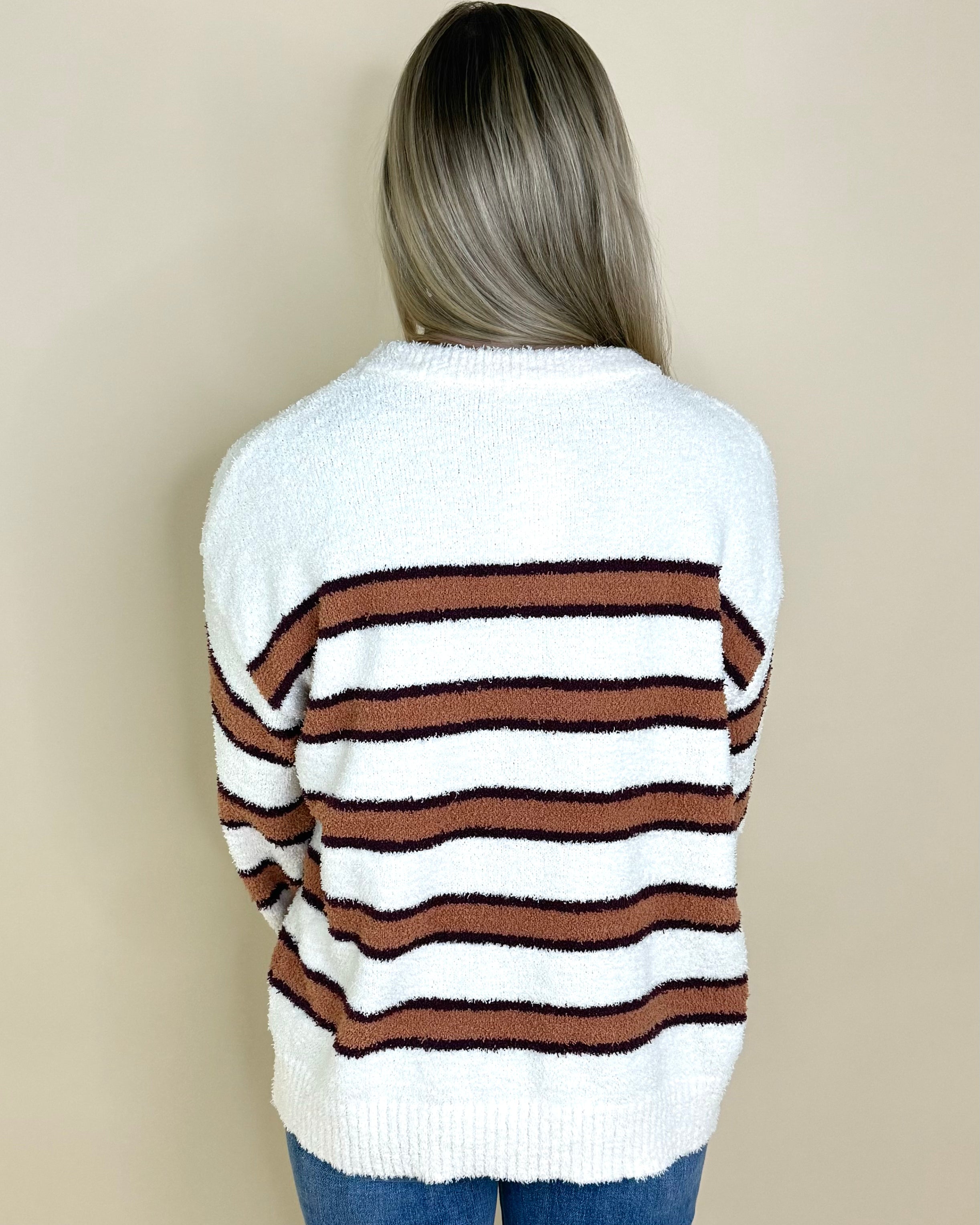 Caught Up Toffee Stripe Sweater-Shop-Womens-Boutique-Clothing