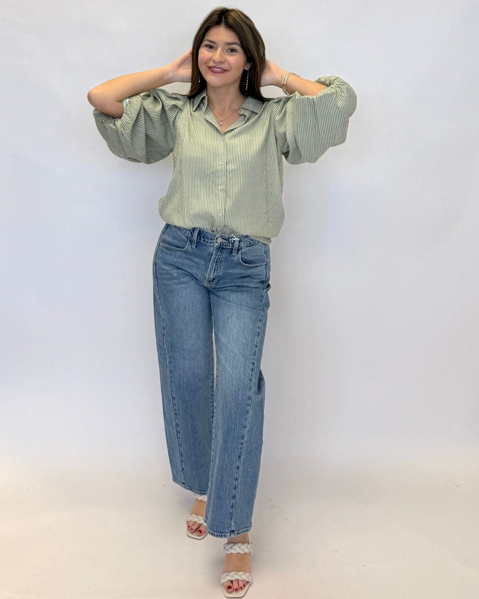 You Wish Mint Striped Button Top-Shop-Womens-Boutique-Clothing