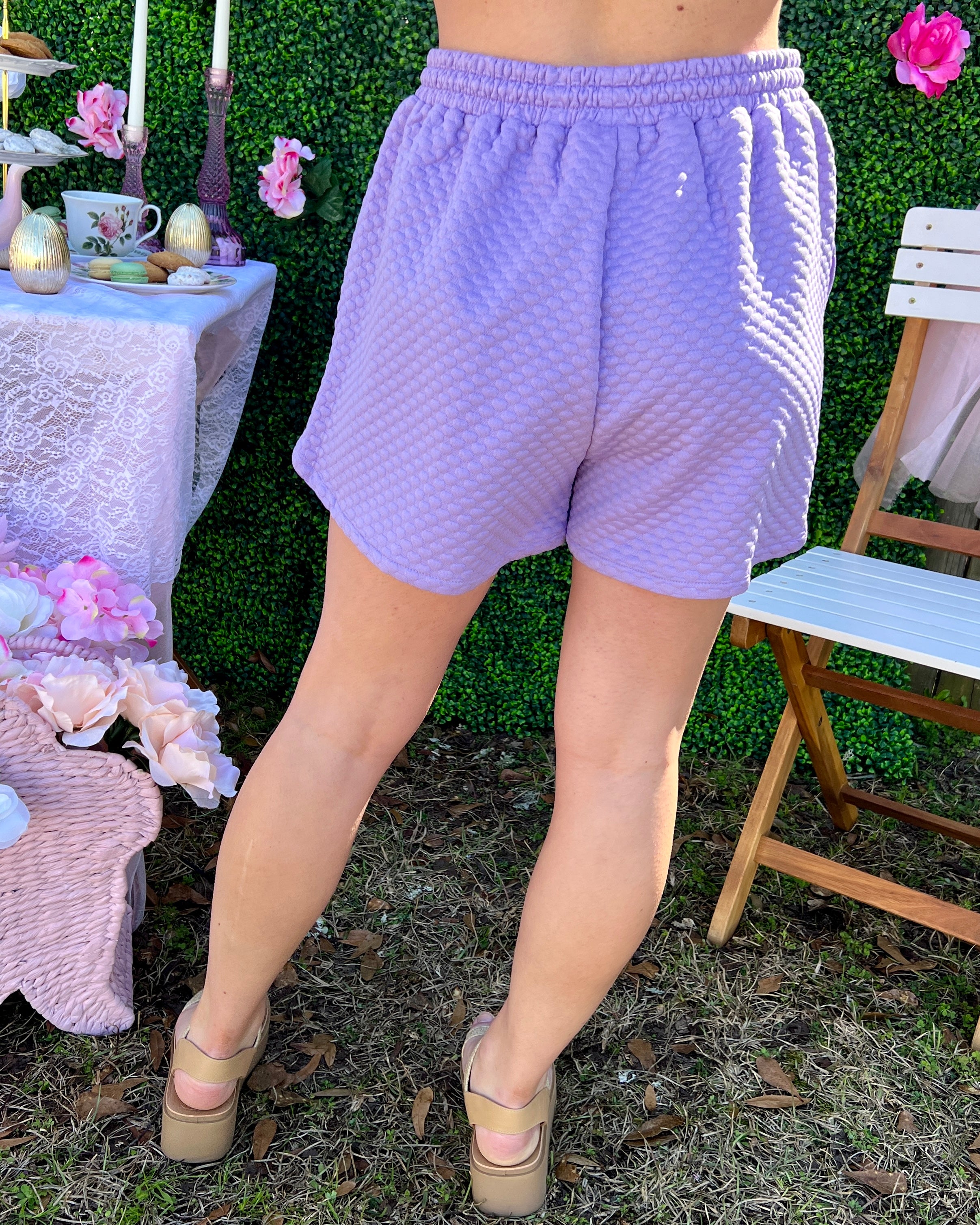 Going Places Lavender Textured Shorts-Shop-Womens-Boutique-Clothing