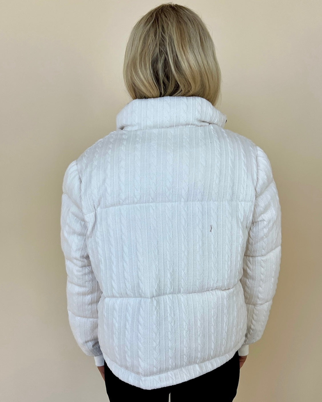 Winter Ridges Ivory Cable Knit Puffer-Shop-Womens-Boutique-Clothing