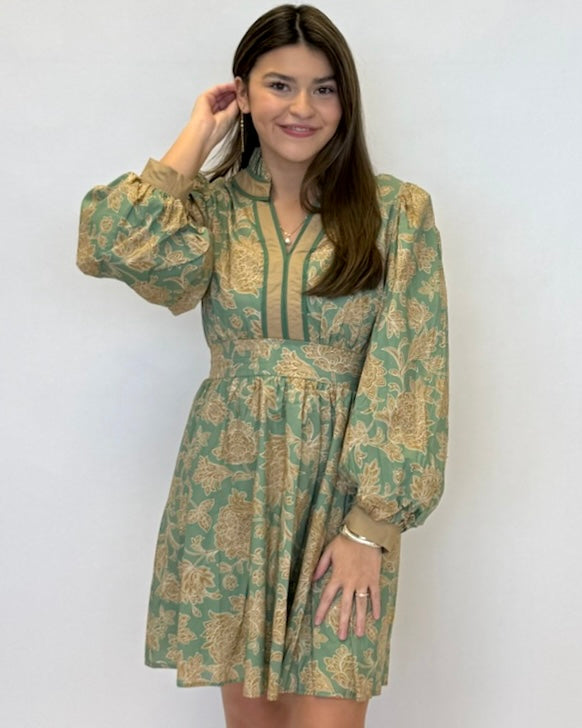 Feeling Like Love Sage Floral Ruffle Dress-Shop-Womens-Boutique-Clothing
