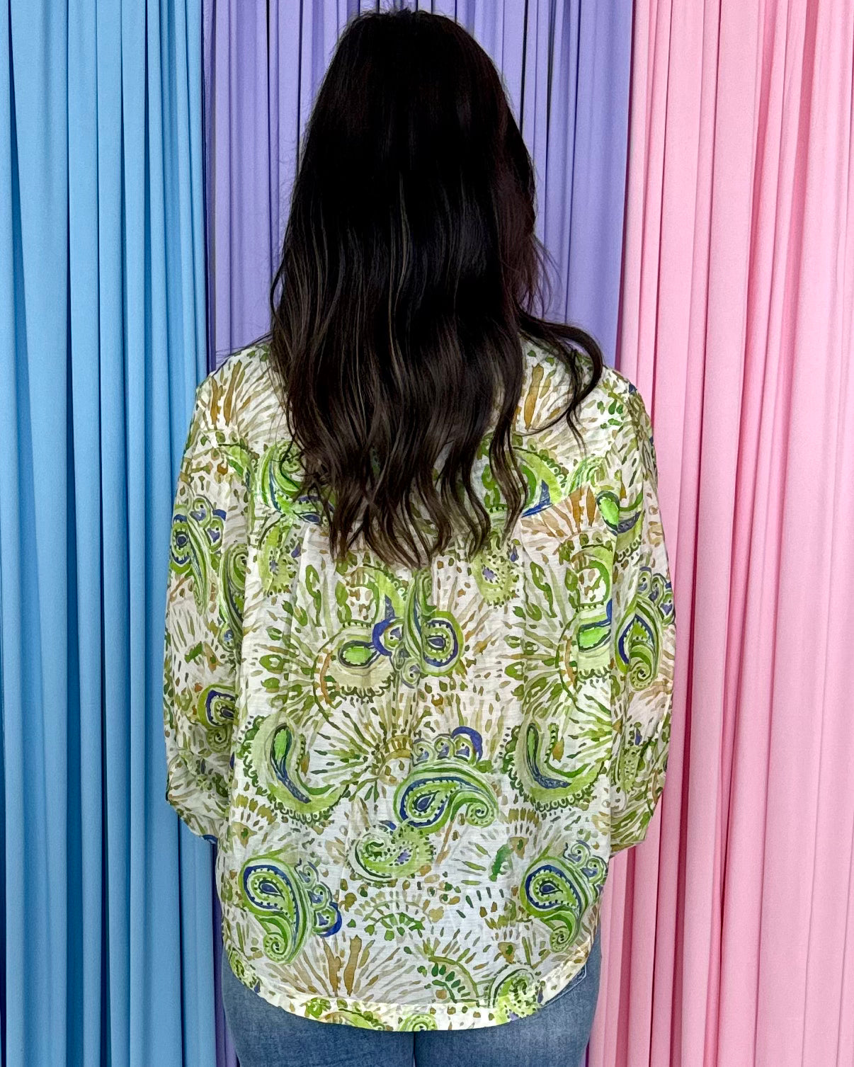 New Sensations Lime Paisley Print Top-Shop-Womens-Boutique-Clothing