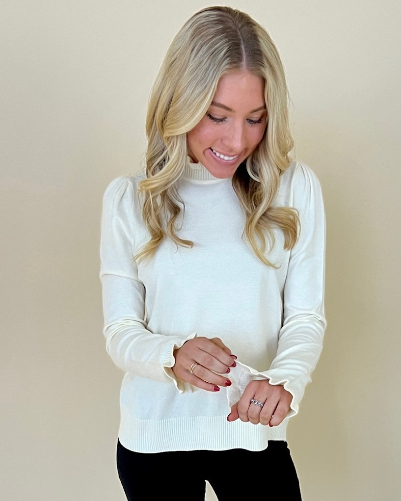 First Snow Ivory Ruffle Sweater-Shop-Womens-Boutique-Clothing