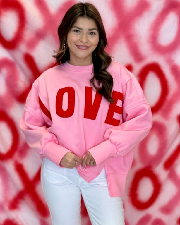 Subtle Charm Pink Plush Love Letter Sweater-Shop-Womens-Boutique-Clothing