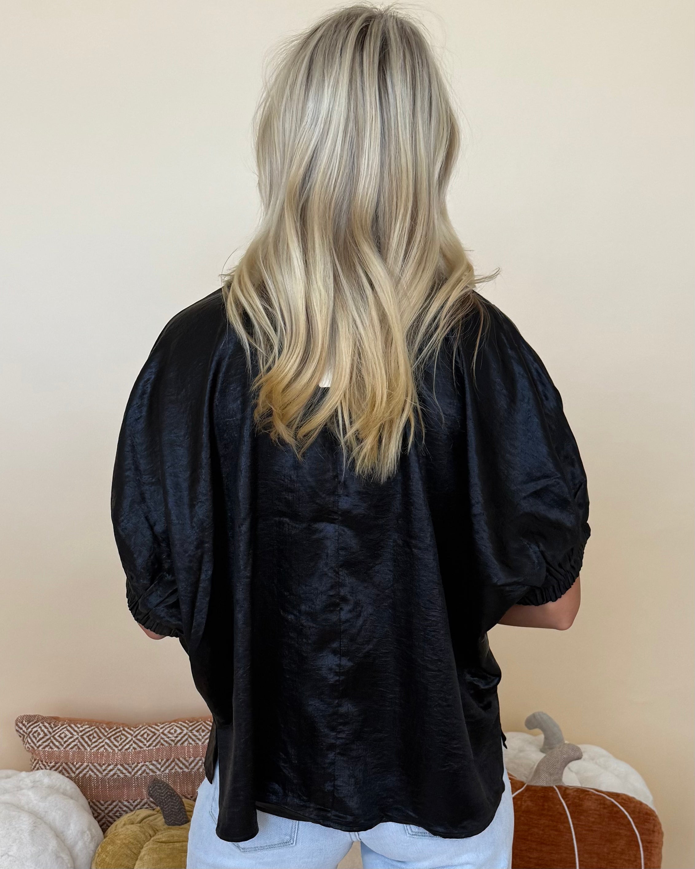 Dare To Try Black Metallic Dolman Top-Shop-Womens-Boutique-Clothing