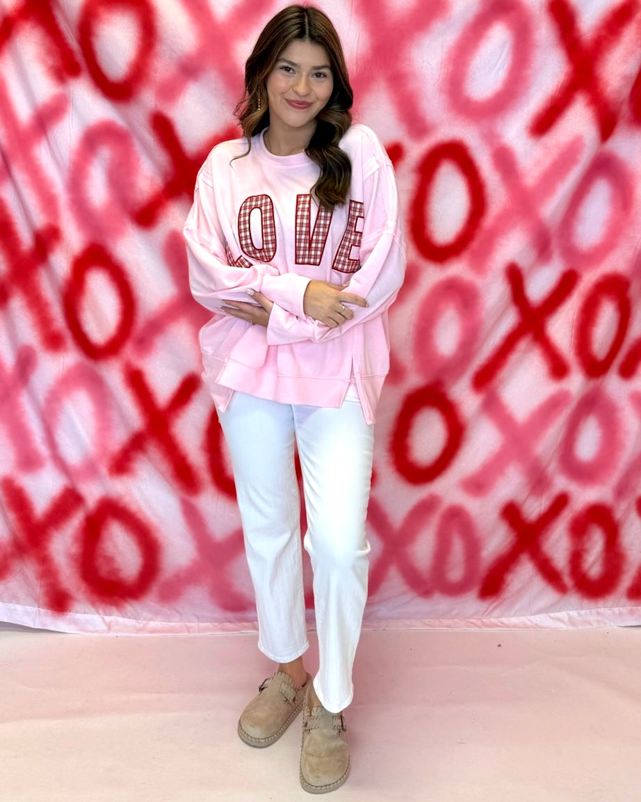 Love Like This Pink Love Patch Sweatshirt-Shop-Womens-Boutique-Clothing