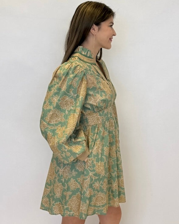 Feeling Like Love Sage Floral Ruffle Dress-Shop-Womens-Boutique-Clothing