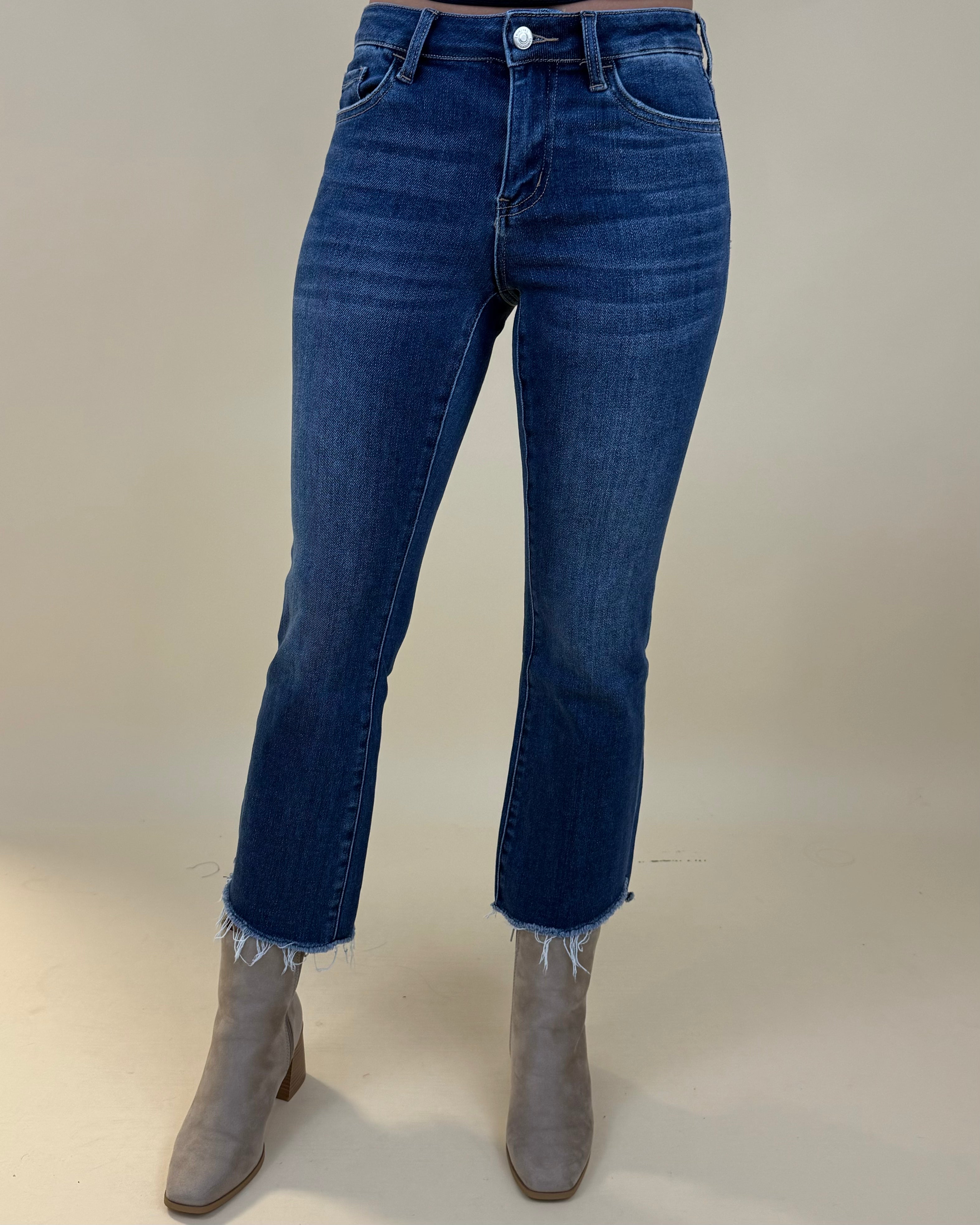 Go After Dark Denim High Rise Crop Flare - Main Image