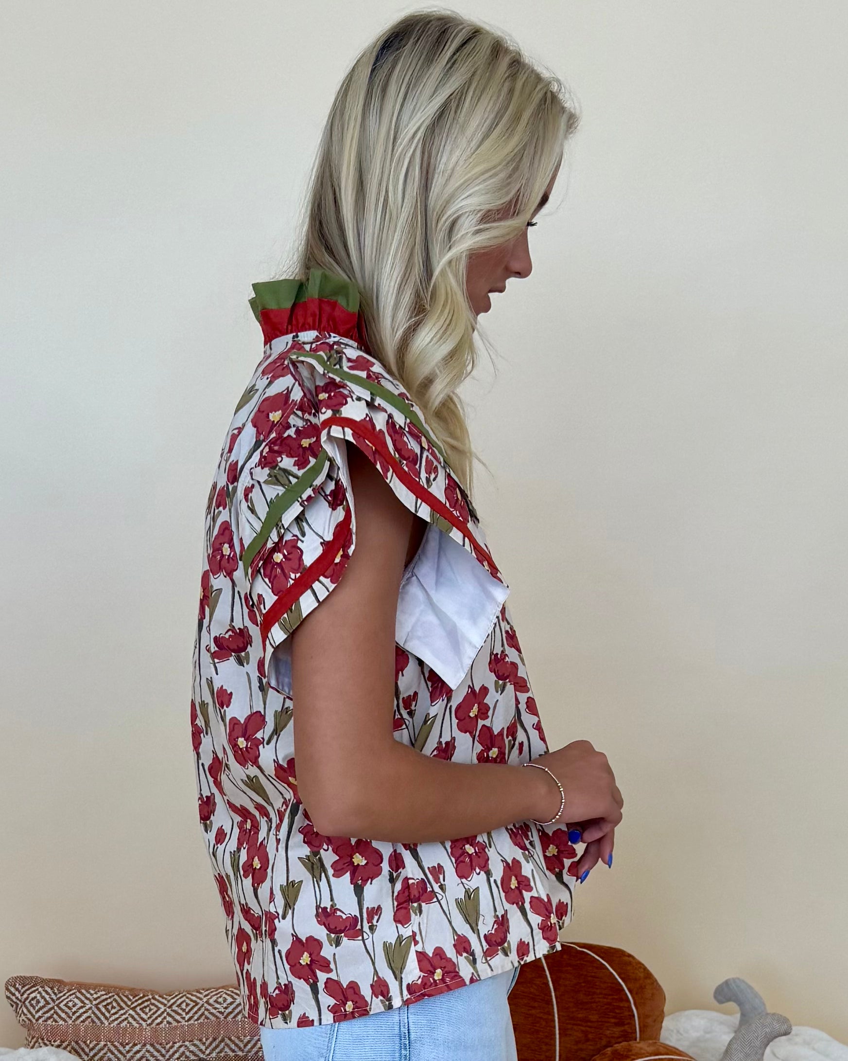 Charmed Moments Rust Floral Flutter Top-Shop-Womens-Boutique-Clothing