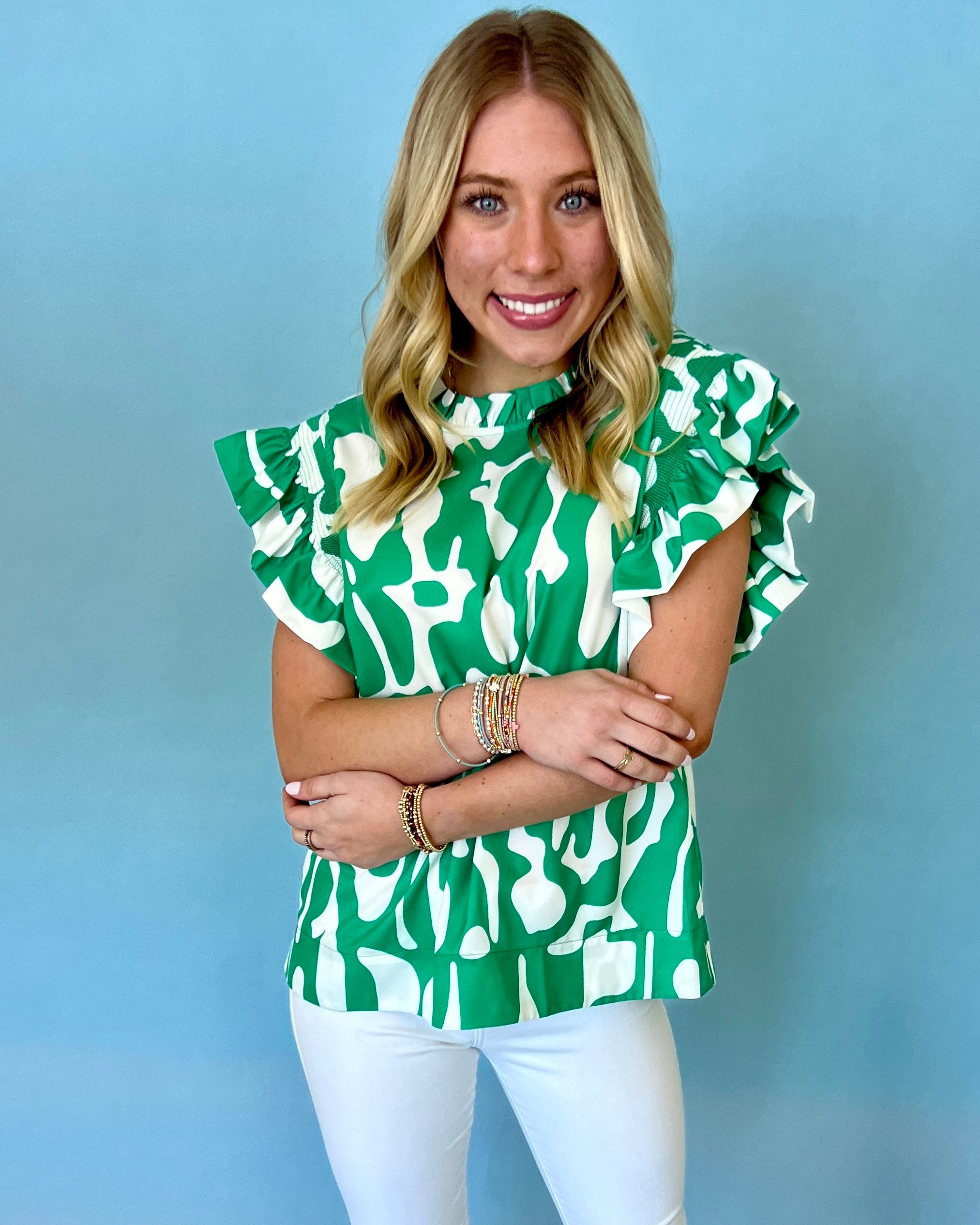 You Promised Kelly Green Abstract Top-Shop-Womens-Boutique-Clothing