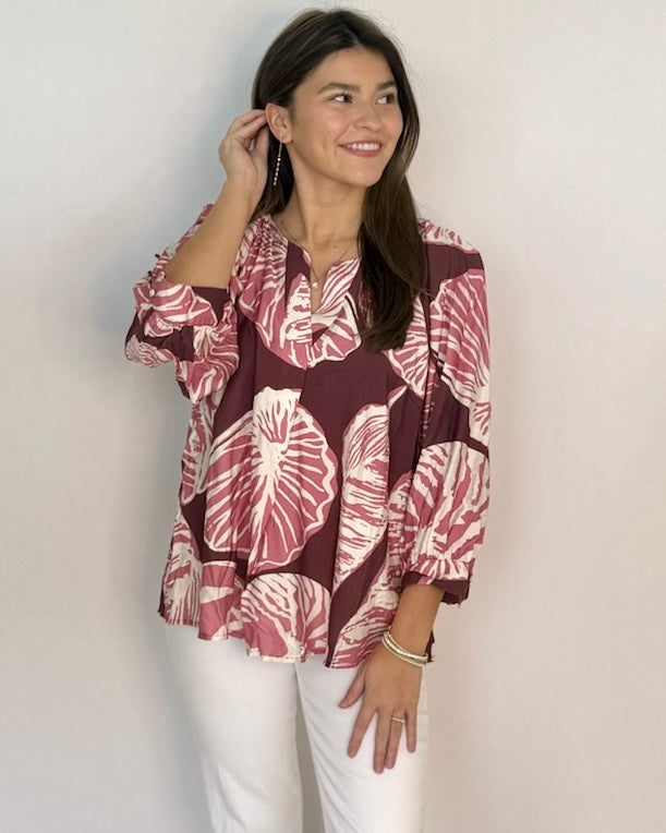 Outdoor Adventure Plum/Mauve Floral Print Top-Shop-Womens-Boutique-Clothing