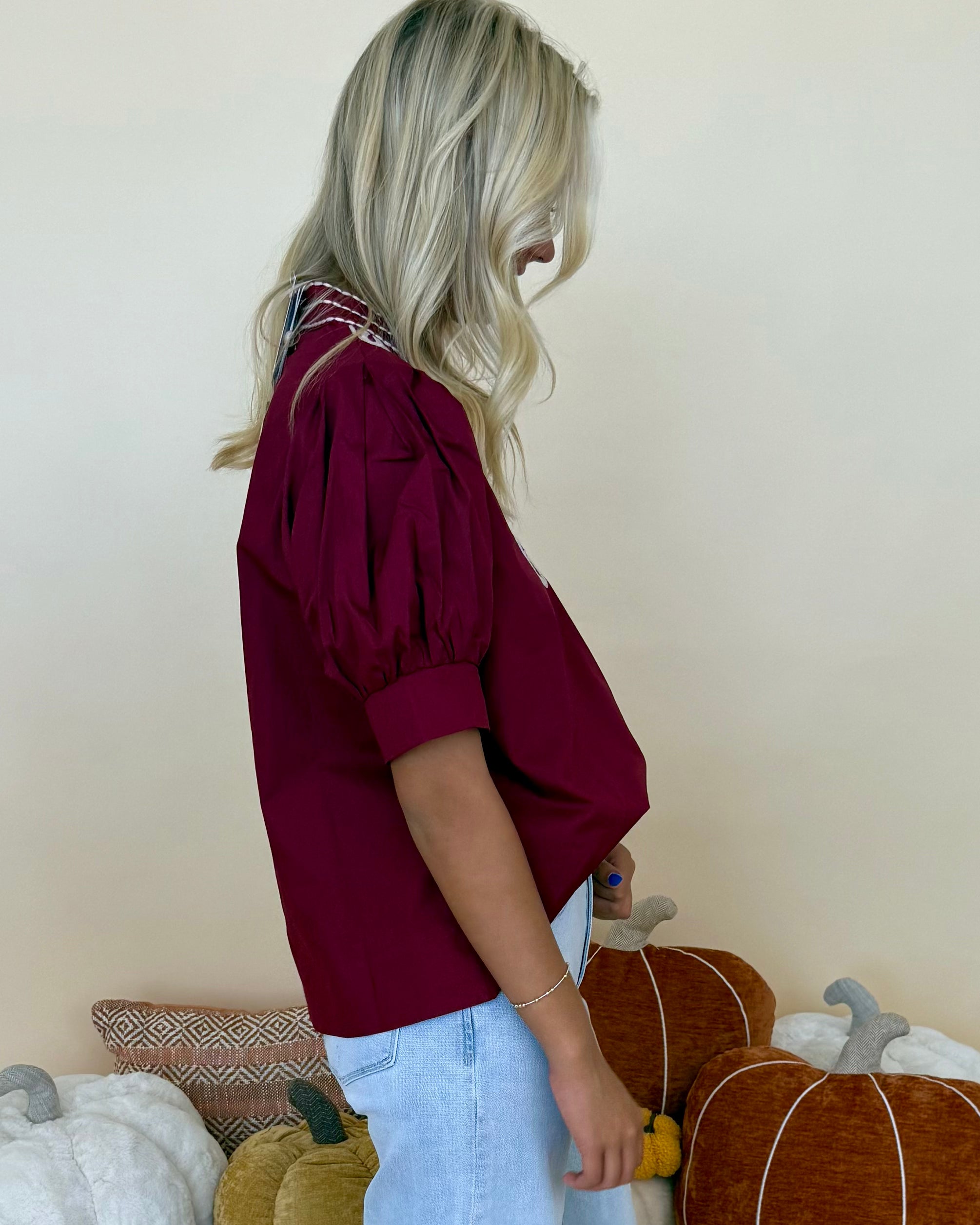 Sweet Meadow Burgundy Embroidered Top-Shop-Womens-Boutique-Clothing