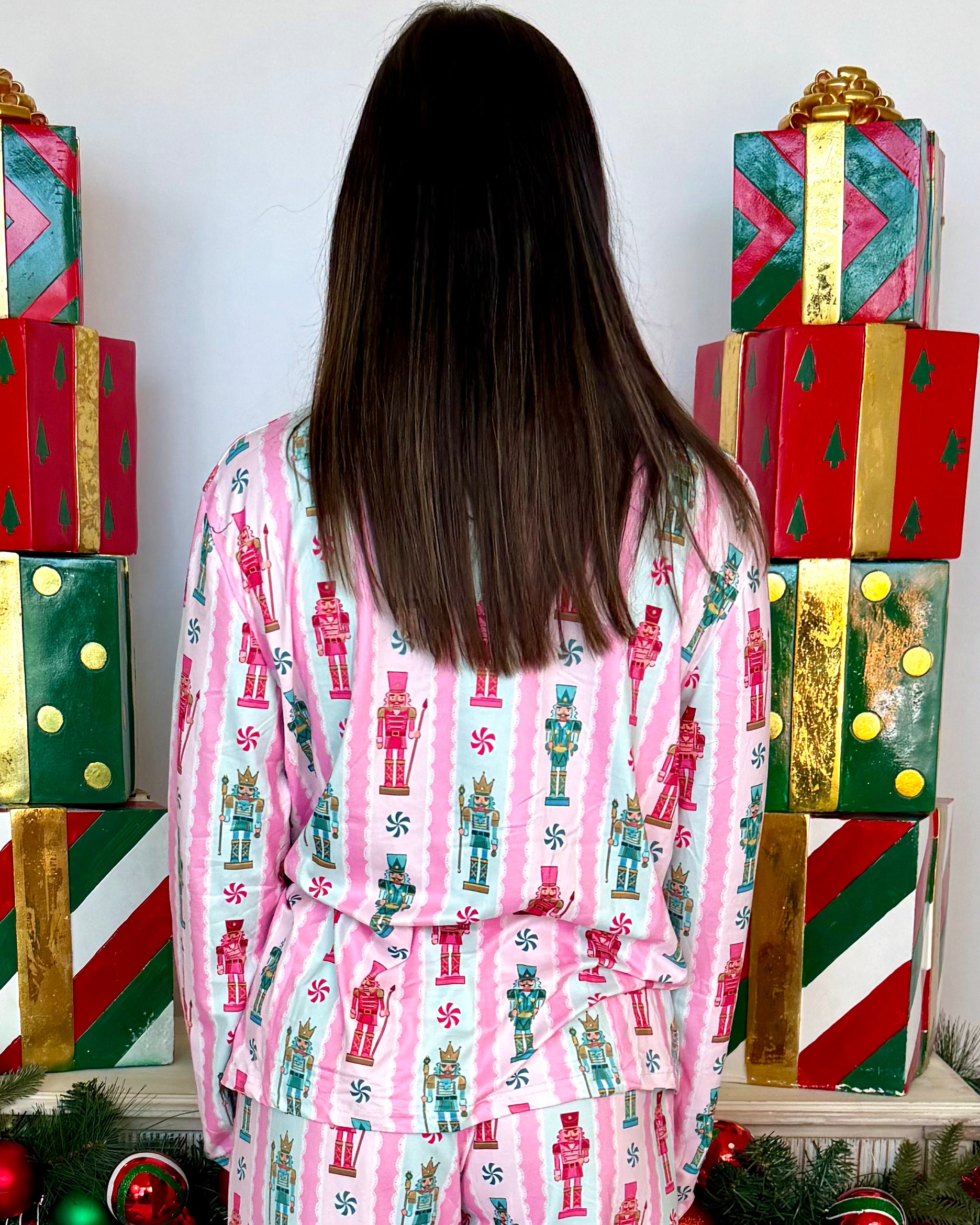 So Very Merry Pink Nutcracker Ruffle Pajama Set-Shop-Womens-Boutique-Clothing