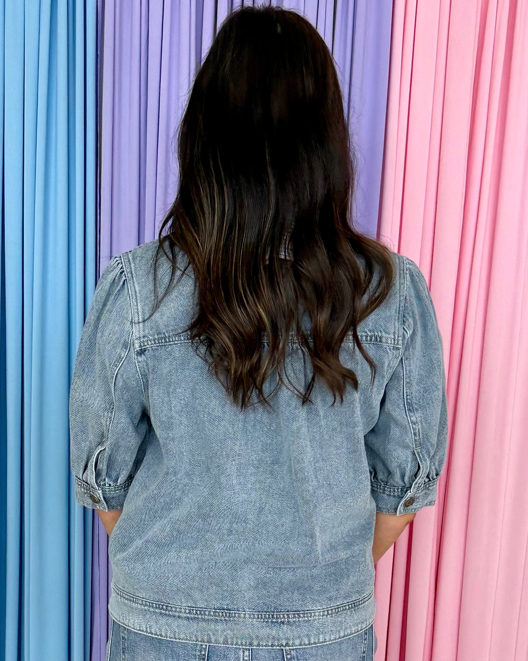 Gilded Grace Denim Button Down Jacket-Shop-Womens-Boutique-Clothing