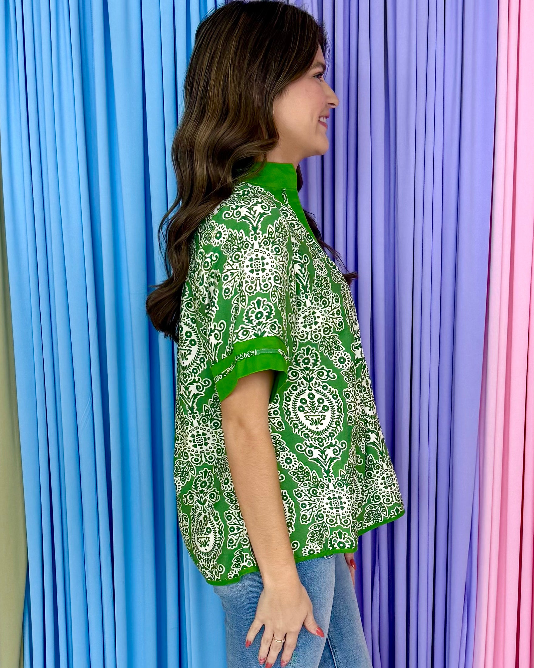 Always A Yes Green Abstract Print Top-Shop-Womens-Boutique-Clothing