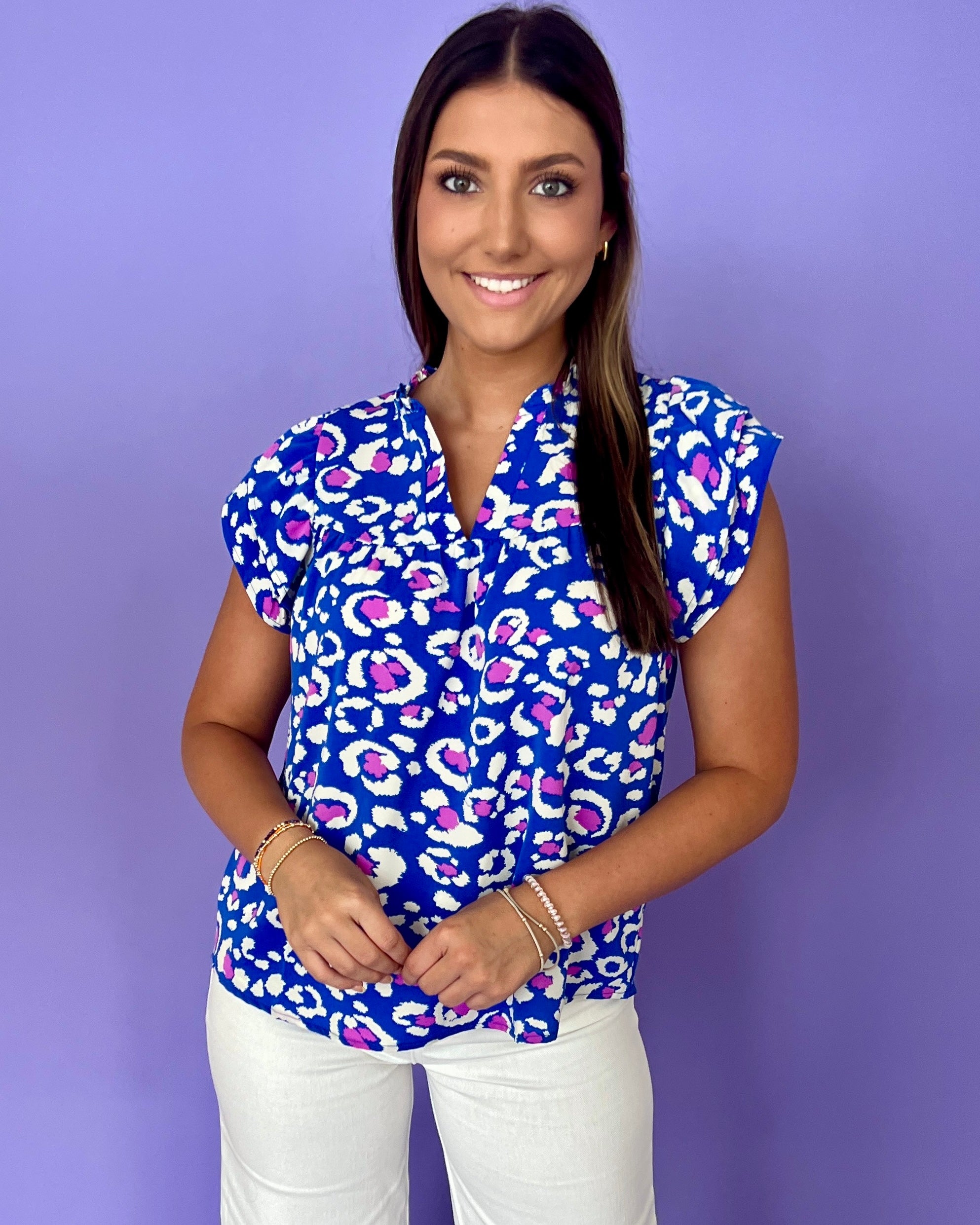 I Know Cobalt Blue Butterfly Sleeve Top-Shop-Womens-Boutique-Clothing