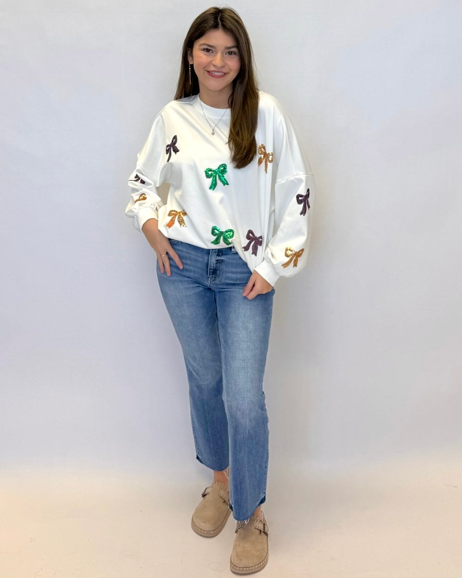 Truly So Ivory Sequin Ribbon Top-Shop-Womens-Boutique-Clothing