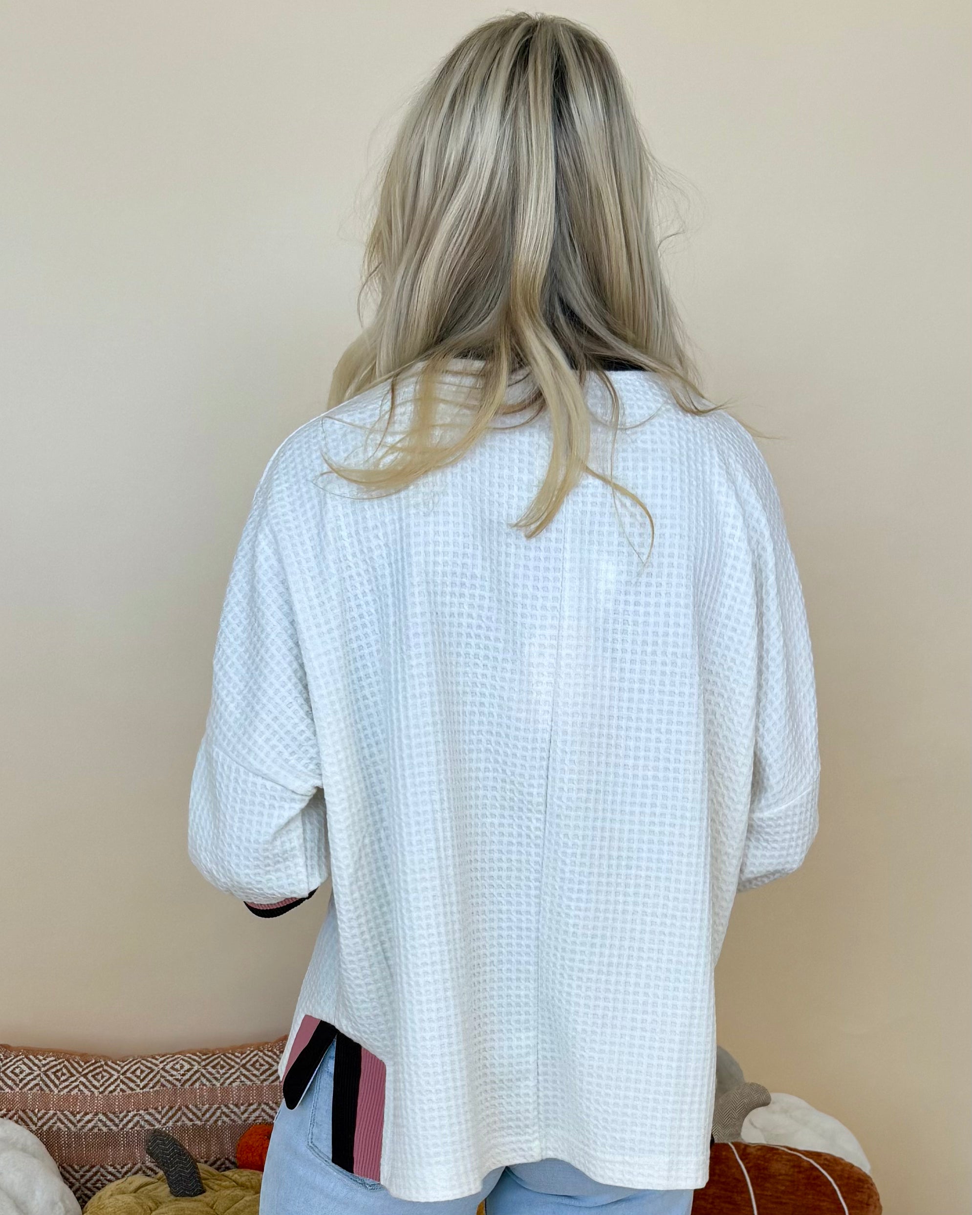 Easy To Style Ecru Waffle Knit Top-Shop-Womens-Boutique-Clothing