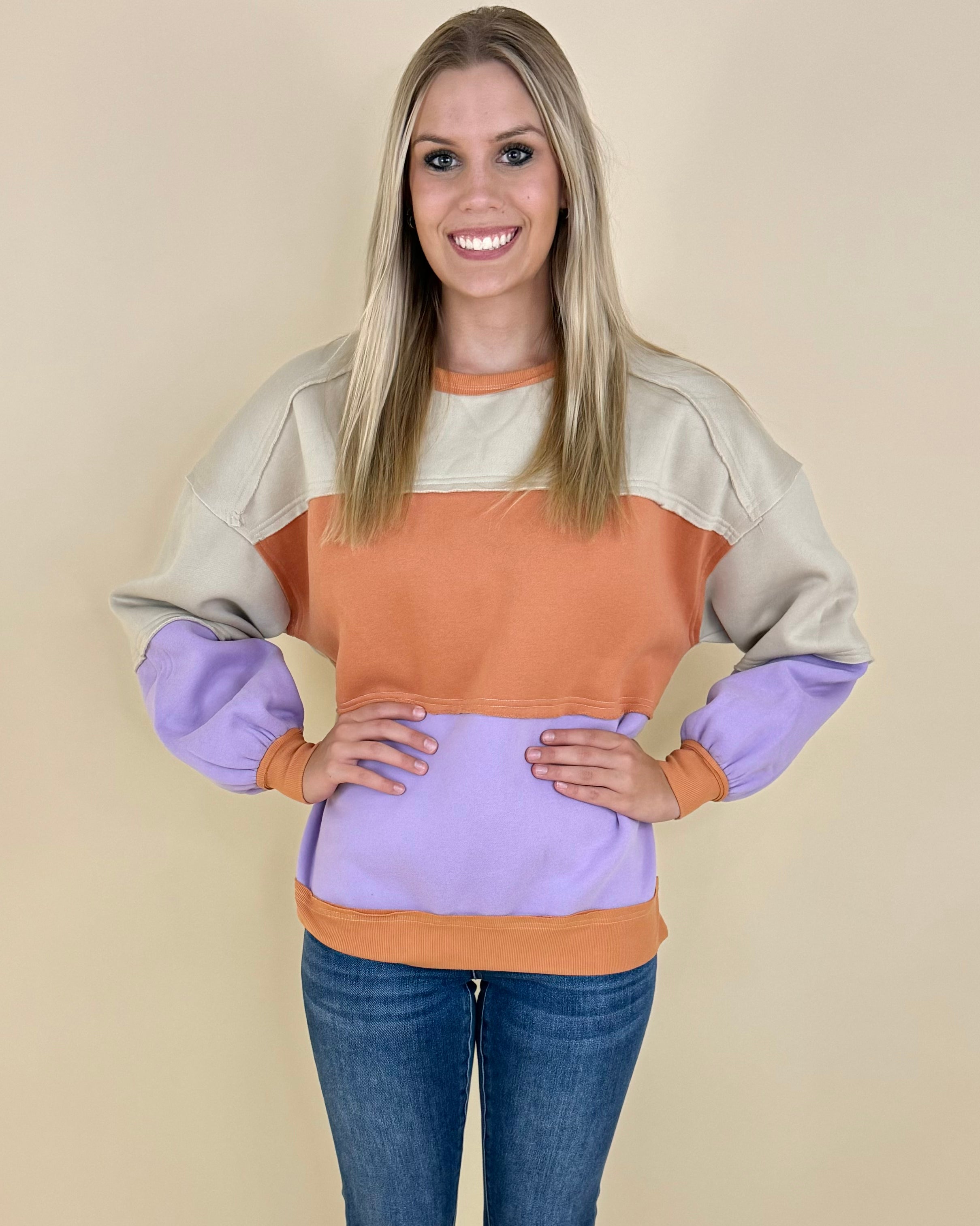 Good Memory Khaki Colorblock Top-Shop-Womens-Boutique-Clothing