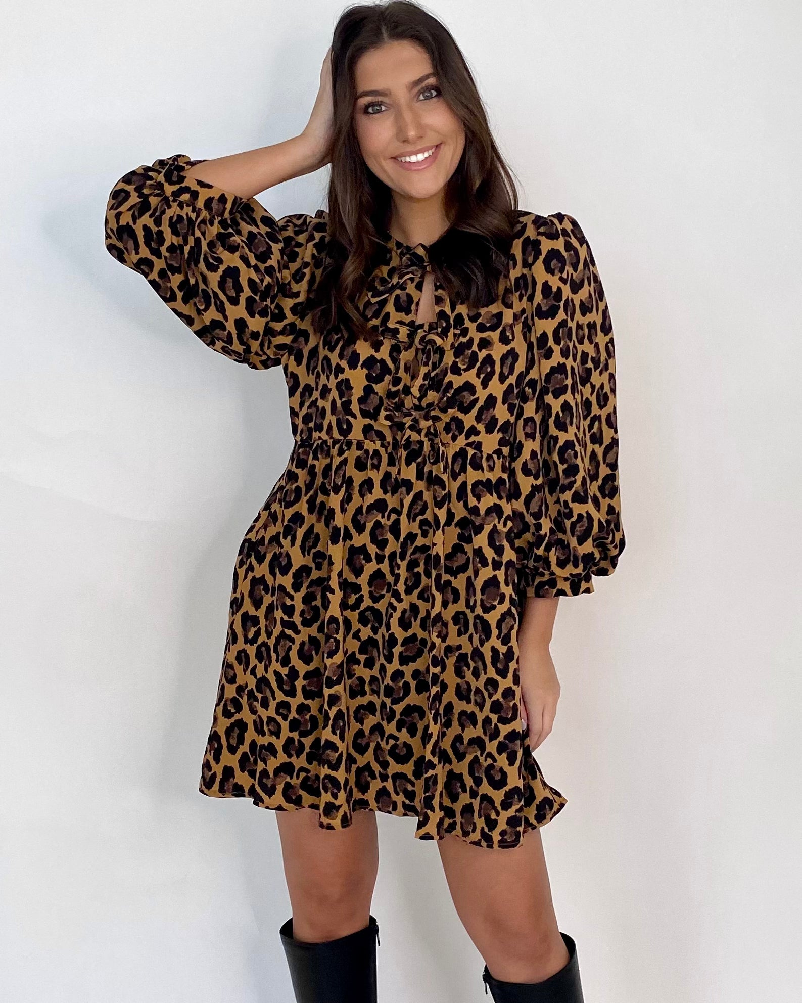 Say Yes Taupe Leopard Dress-Shop-Womens-Boutique-Clothing