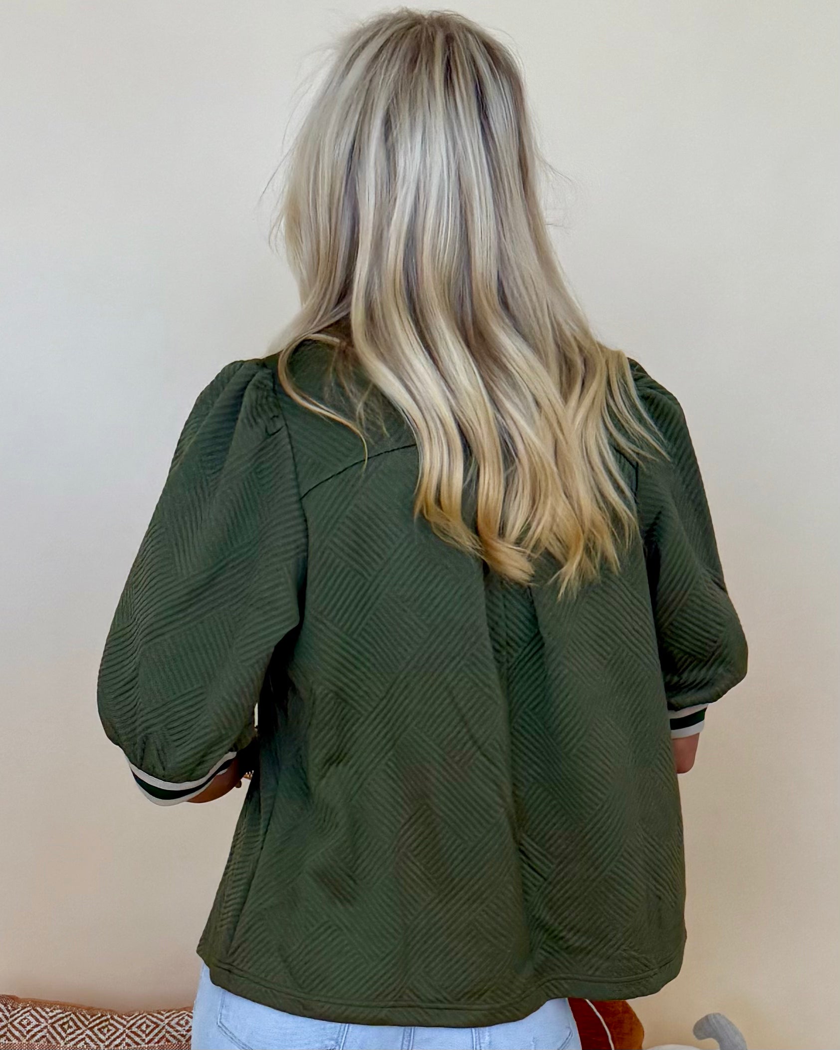 Skyline View Olive Jacquard Banded Top-Shop-Womens-Boutique-Clothing