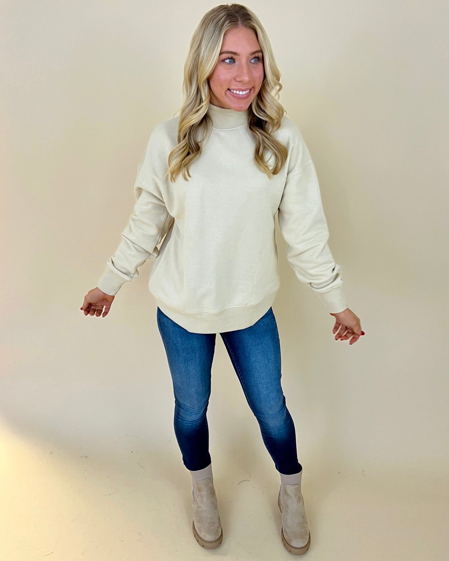 Staying In Cream Ribbed Sweatshirt-Shop-Womens-Boutique-Clothing