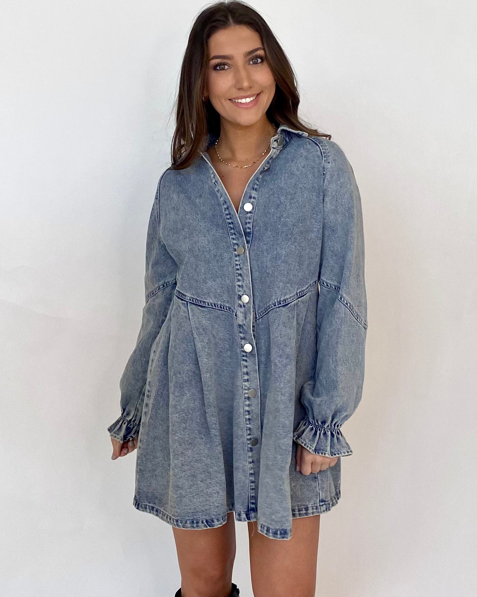 Easy Romance Denim Washed Dress-Shop-Womens-Boutique-Clothing