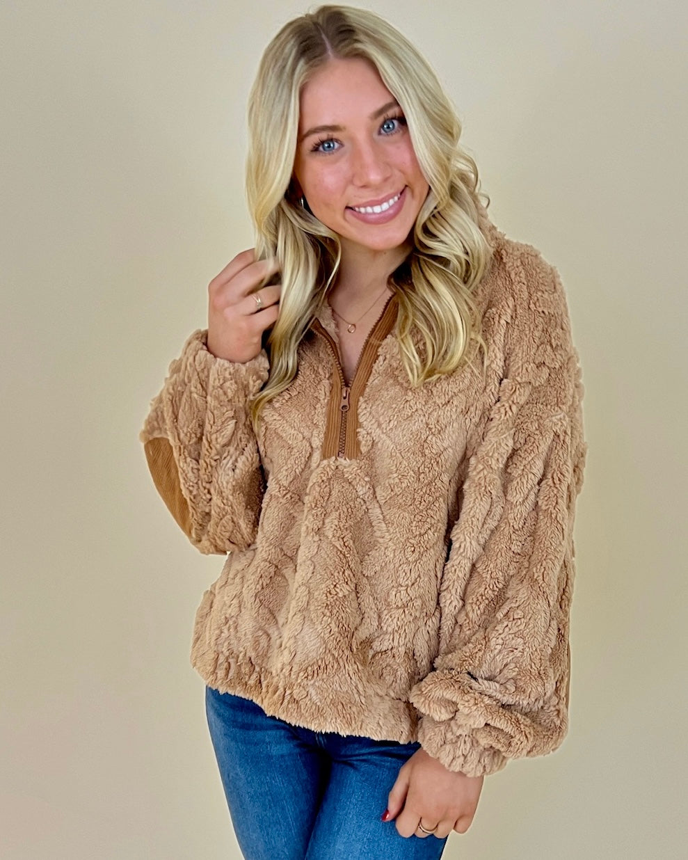 Women's fuzzy quarter discount zip