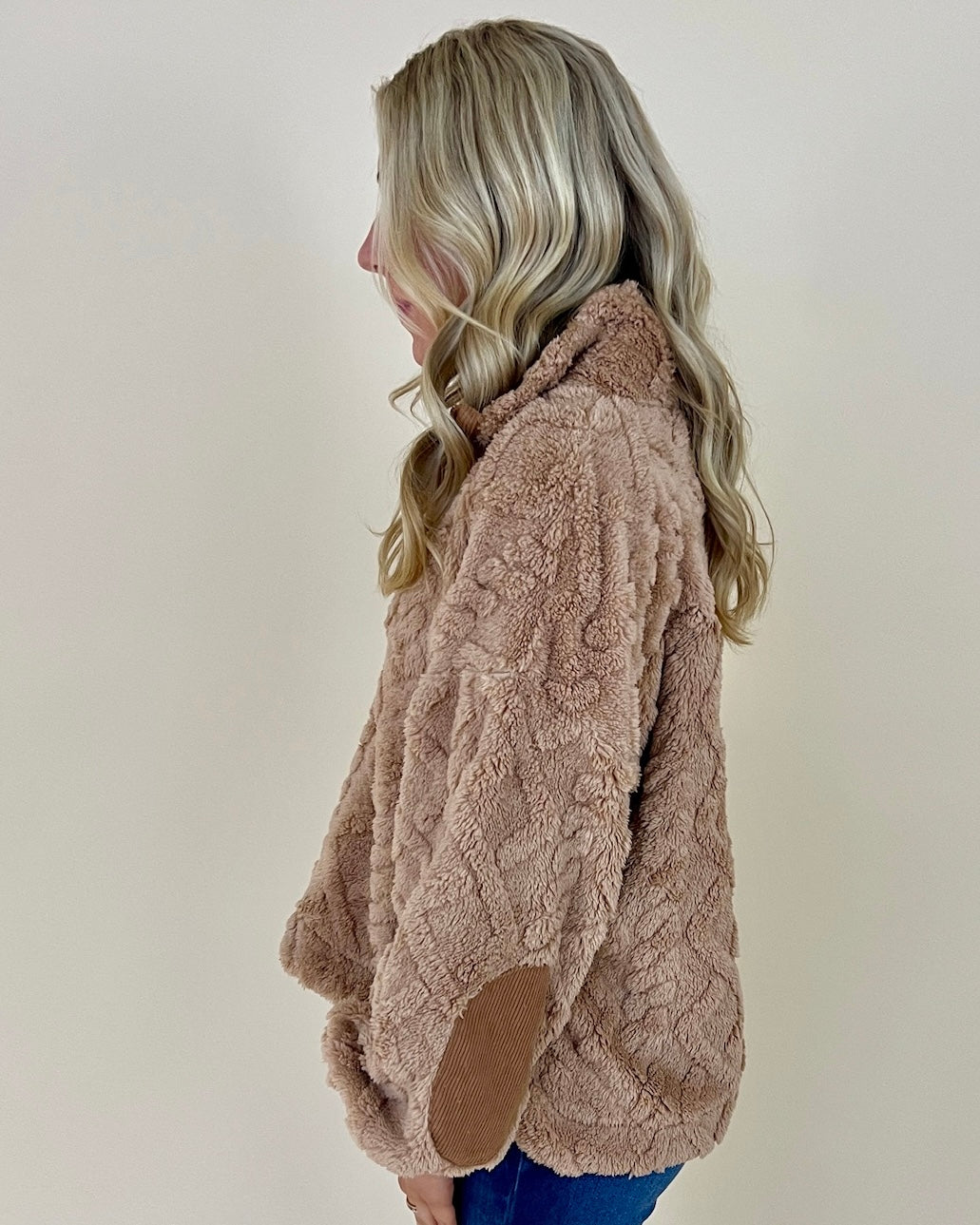 Chill Moment Camel Fuzzy Quarter Zip-Shop-Womens-Boutique-Clothing