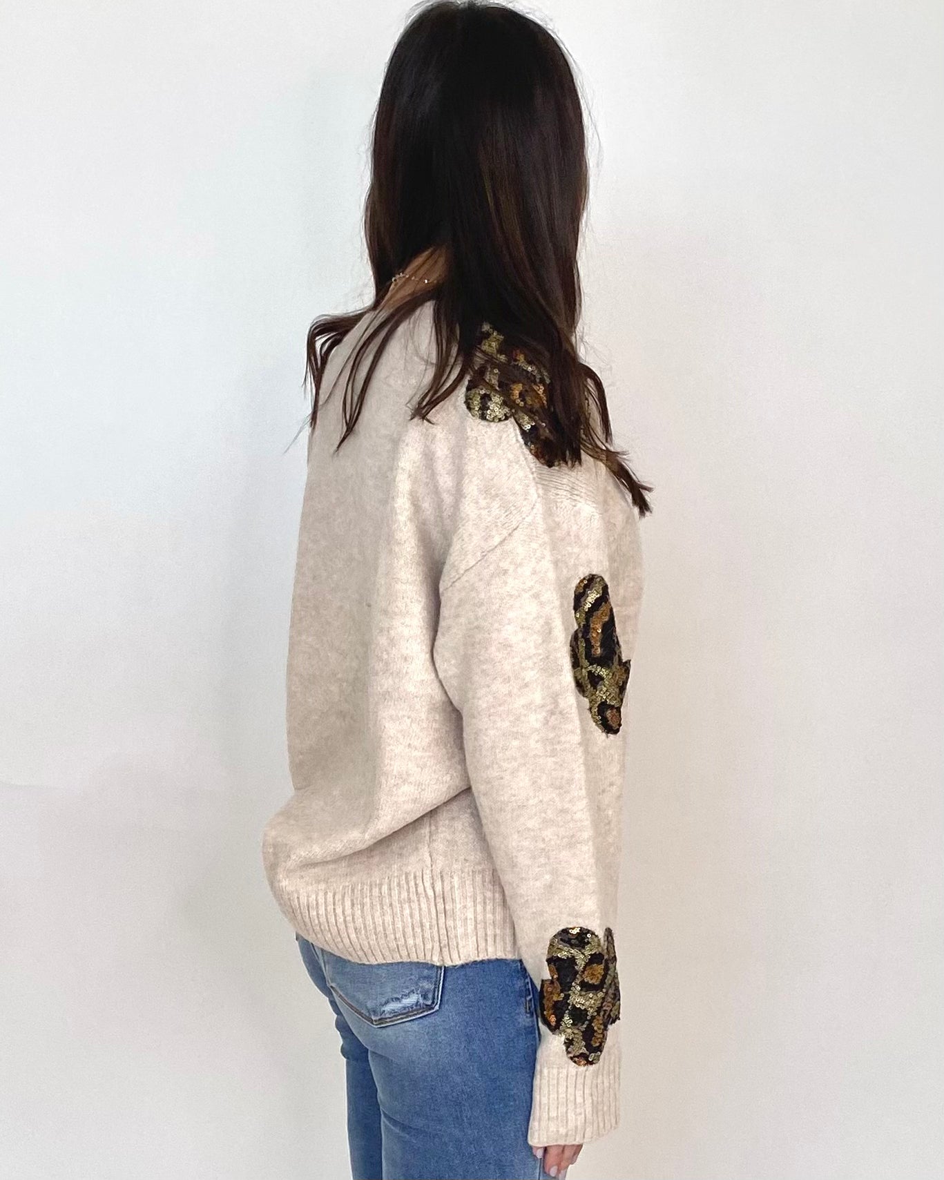 Stormy Skies Oatmeal Leopard Flower Sweater-Shop-Womens-Boutique-Clothing