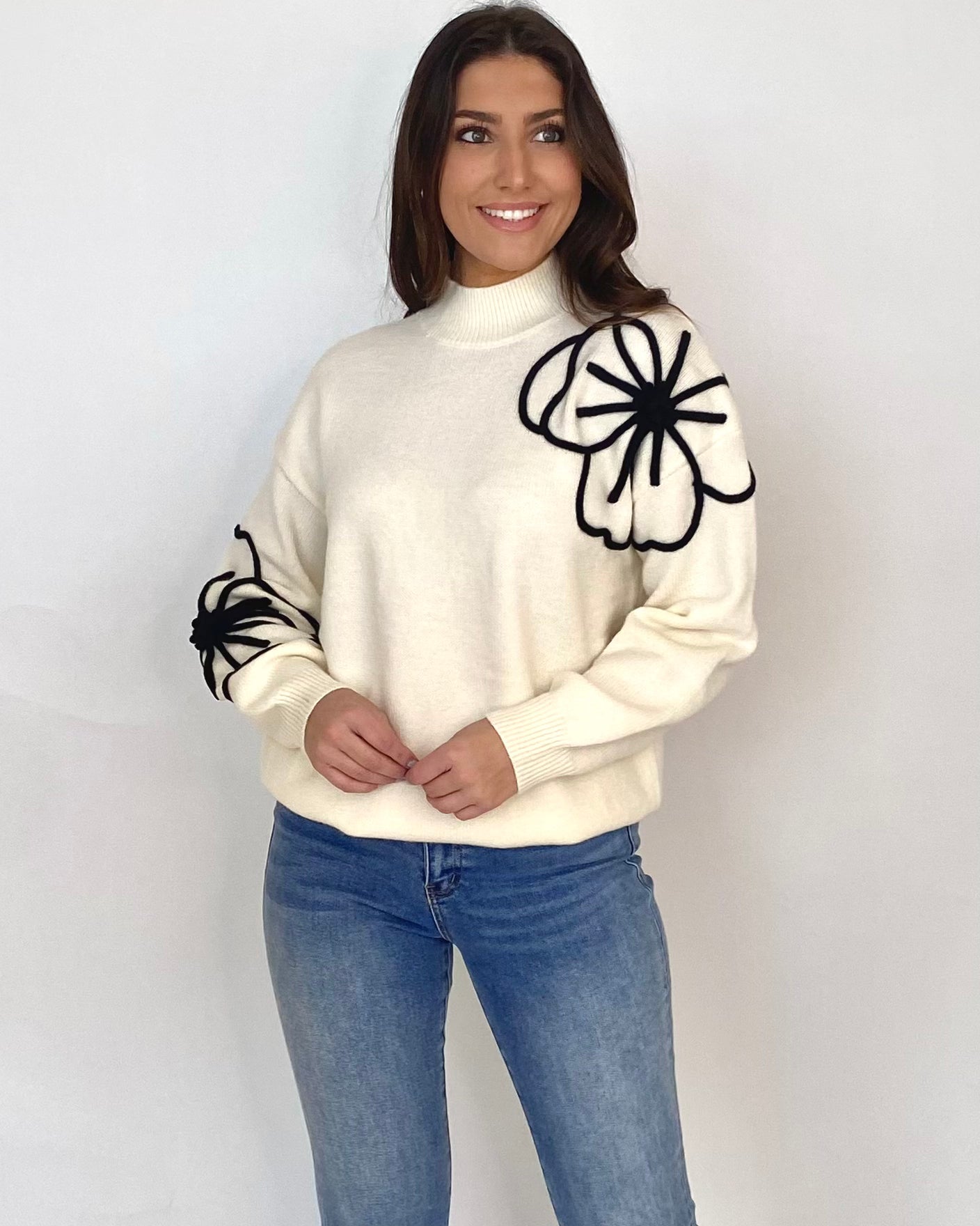 Back To Back Cream Flower Sweater-Shop-Womens-Boutique-Clothing