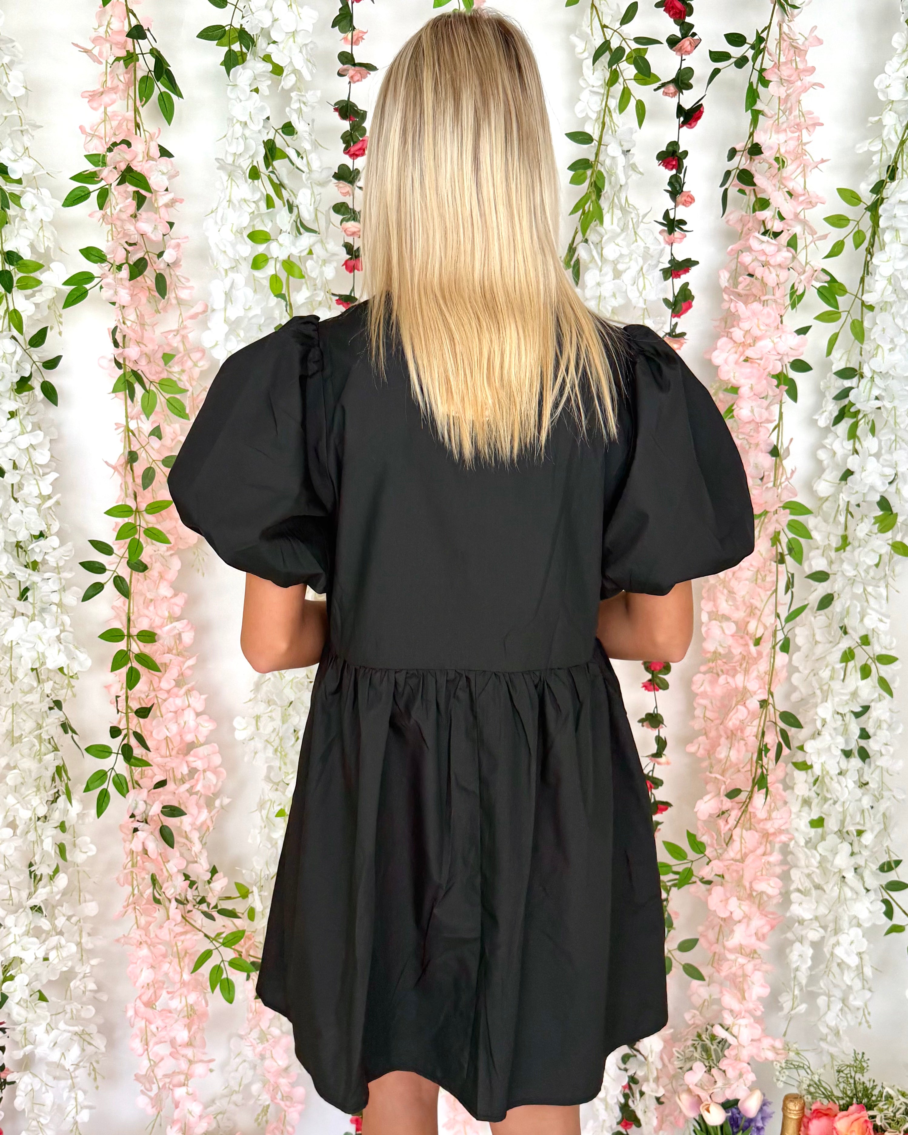 Pick Sides Black Bow Dress-Shop-Womens-Boutique-Clothing