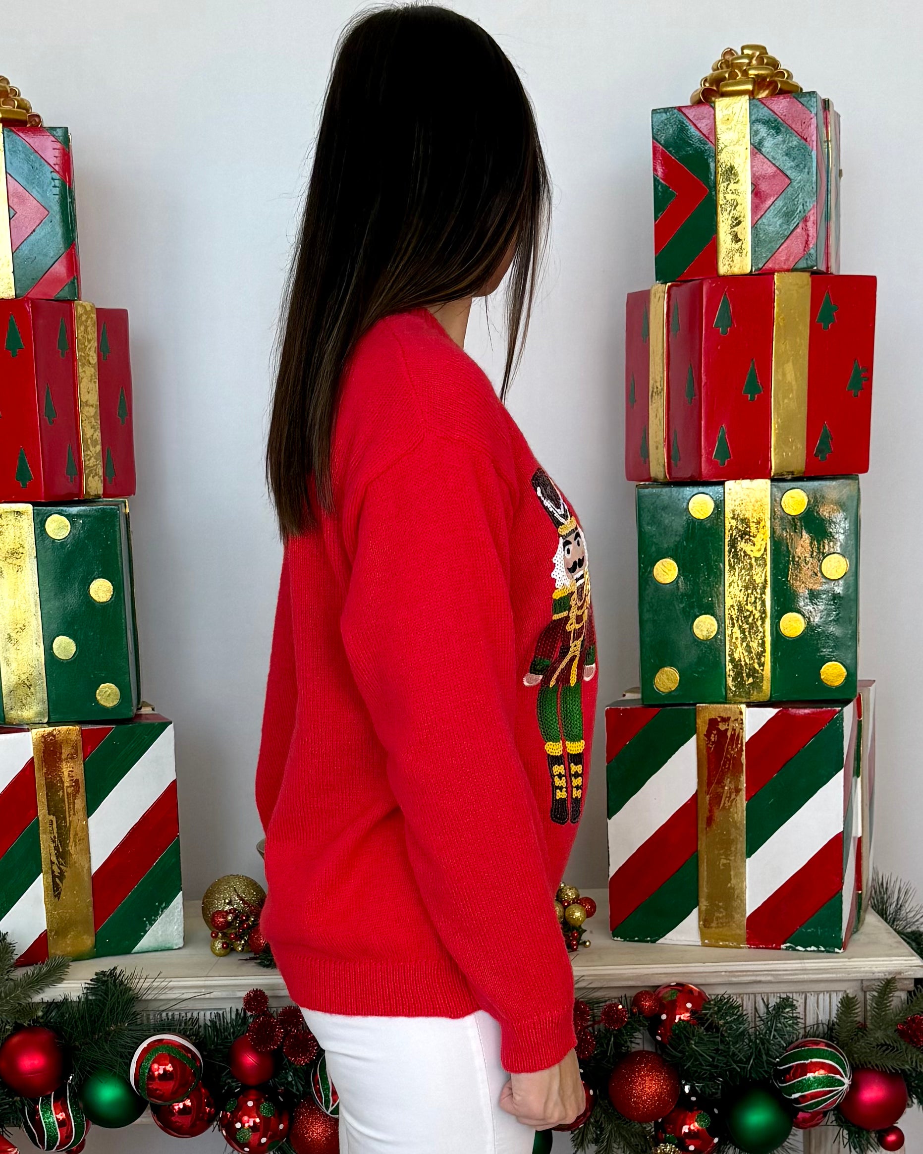 Holiday Season Red Nutcracker Sweater-Shop-Womens-Boutique-Clothing