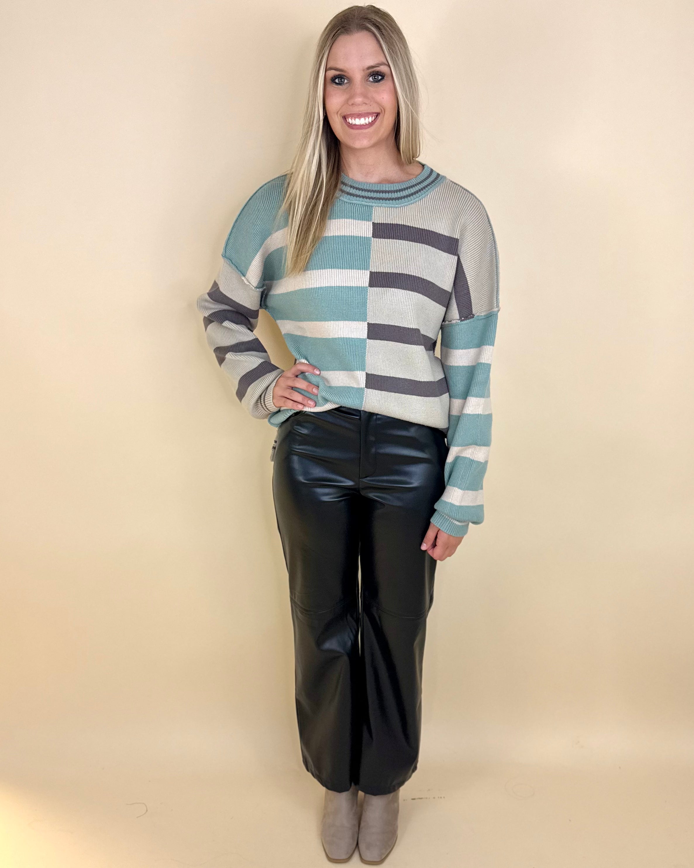 For Good Sage Colorblock Sweater-Shop-Womens-Boutique-Clothing