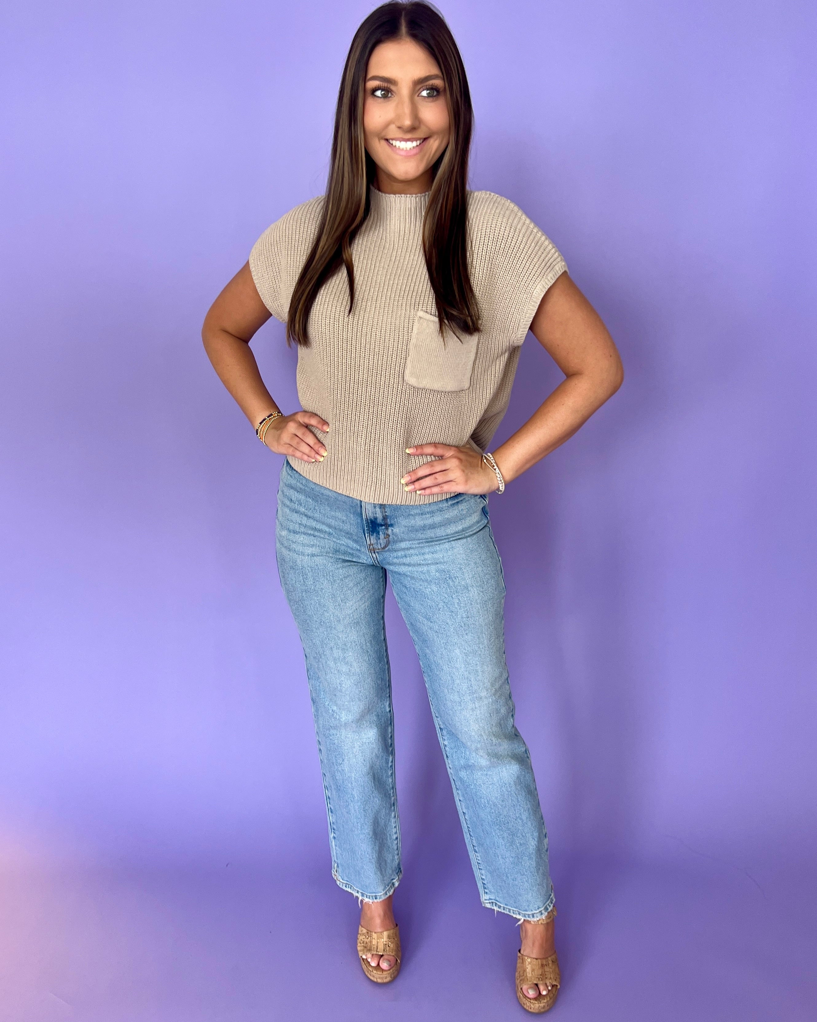 Keeping With It Light Denim Super High Rise Mini Slit Dad Jeans-Shop-Womens-Boutique-Clothing