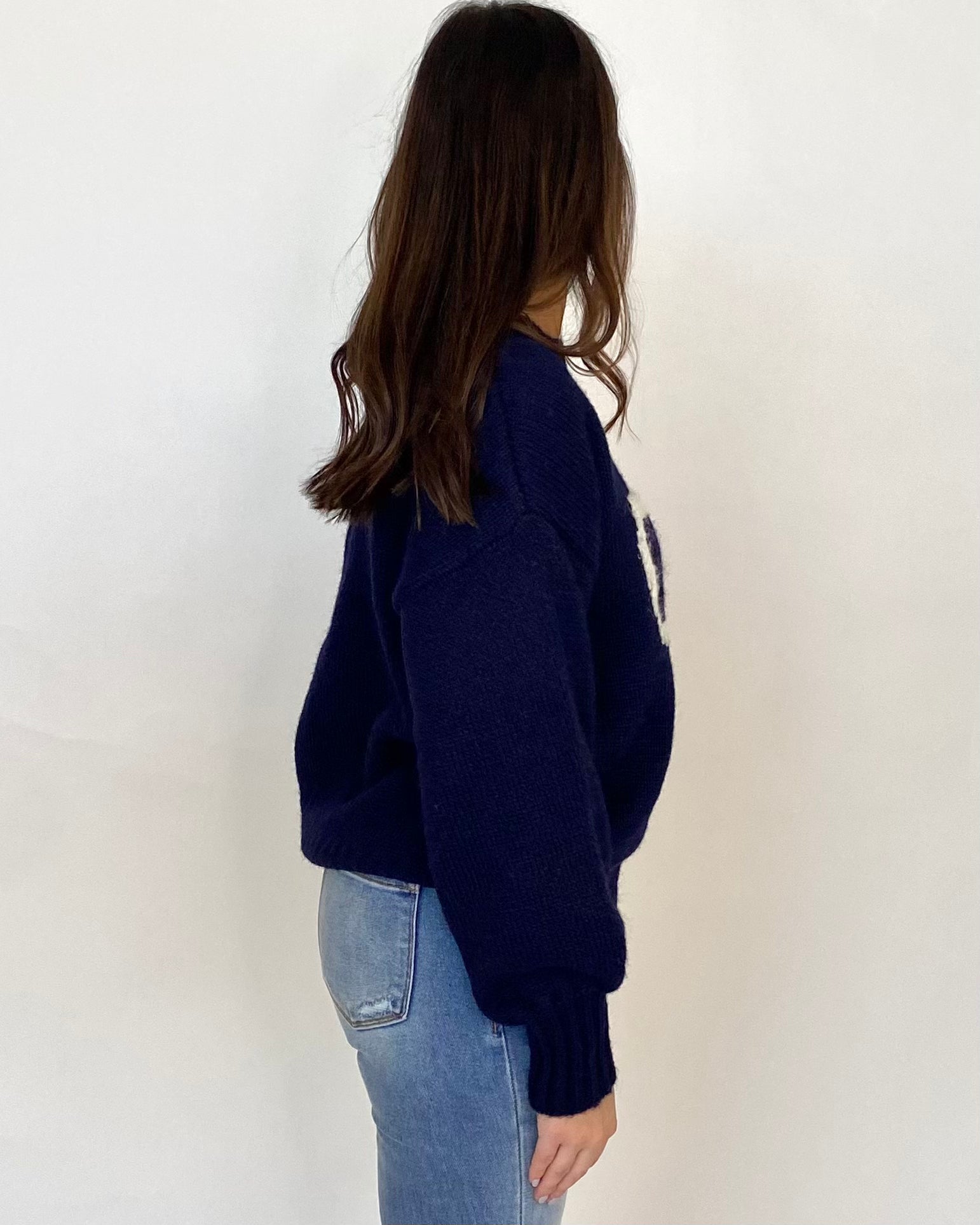 Living Right Navy Bow Knit Sweater-Shop-Womens-Boutique-Clothing