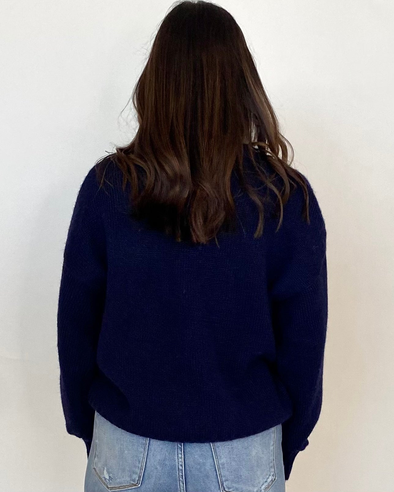 Living Right Navy Bow Knit Sweater-Shop-Womens-Boutique-Clothing