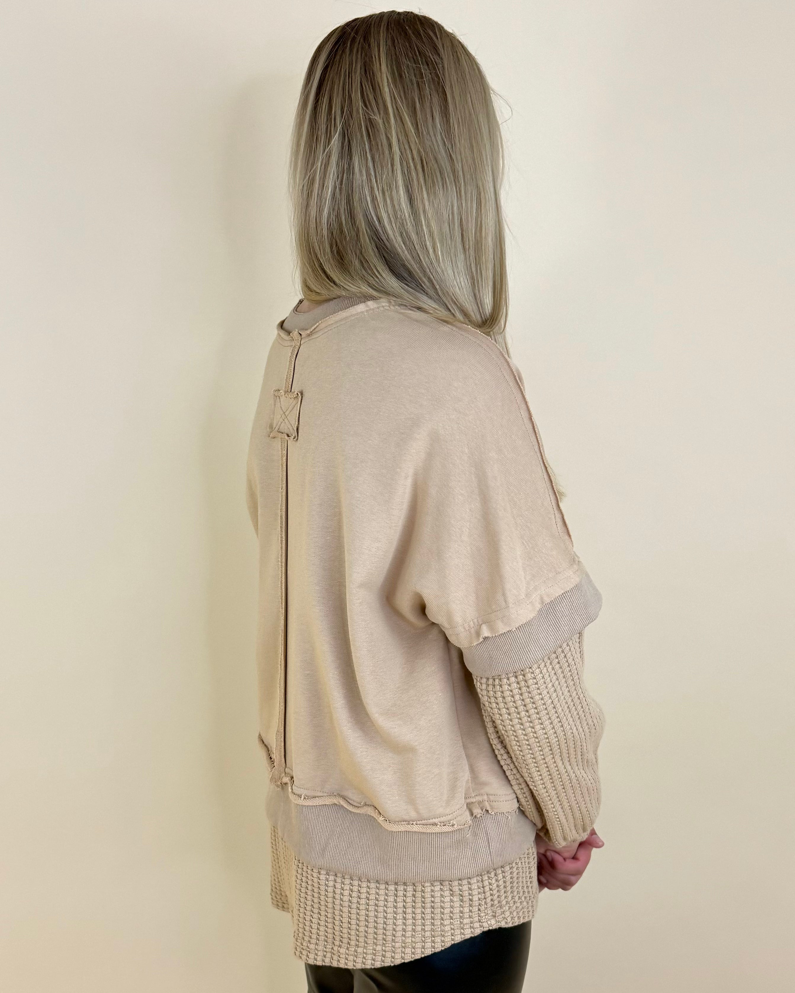 Another Life Taupe Contrast Sweatshirt-Shop-Womens-Boutique-Clothing