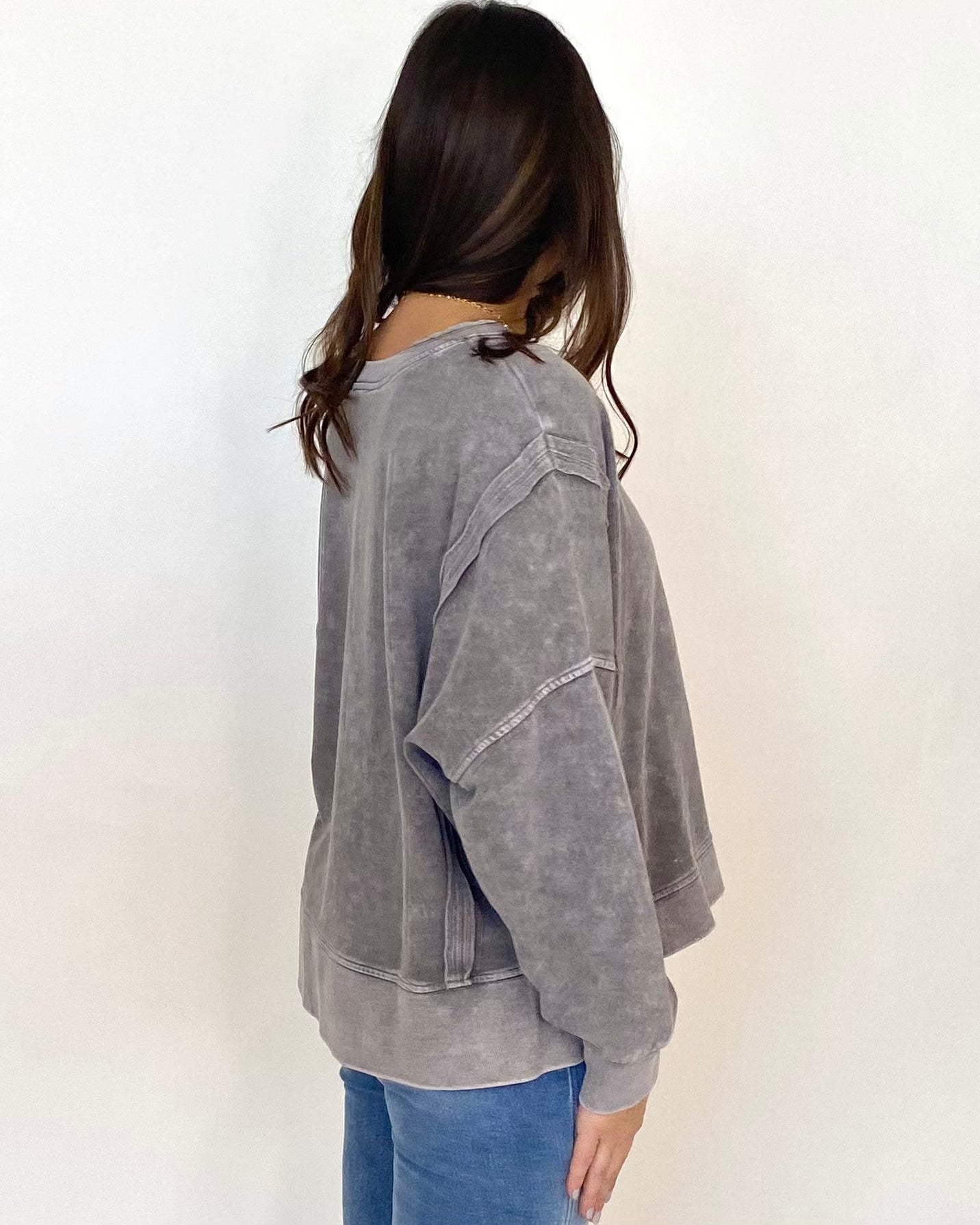 In A Day Charcoal Wash Sweatshirt-Shop-Womens-Boutique-Clothing