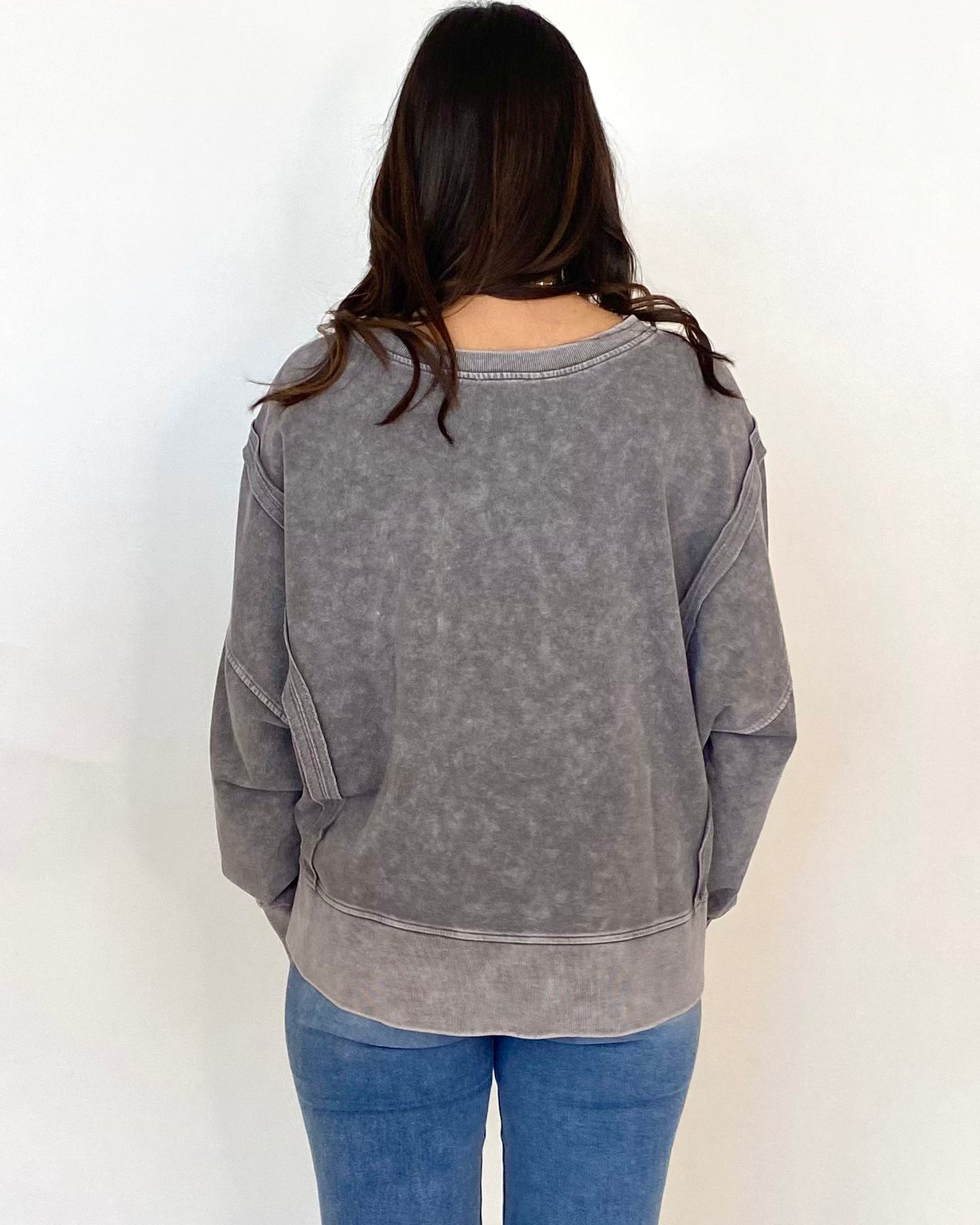 In A Day Charcoal Wash Sweatshirt-Shop-Womens-Boutique-Clothing