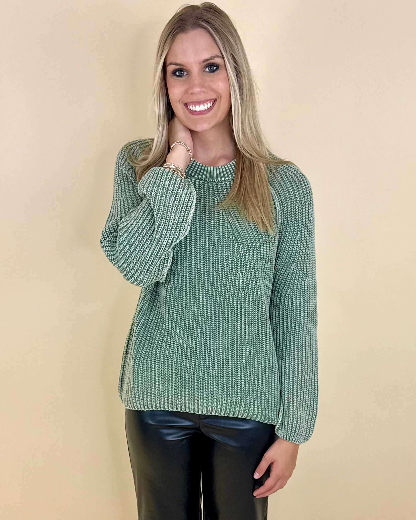 Still Deciding Olive Washed Sweater-Shop-Womens-Boutique-Clothing