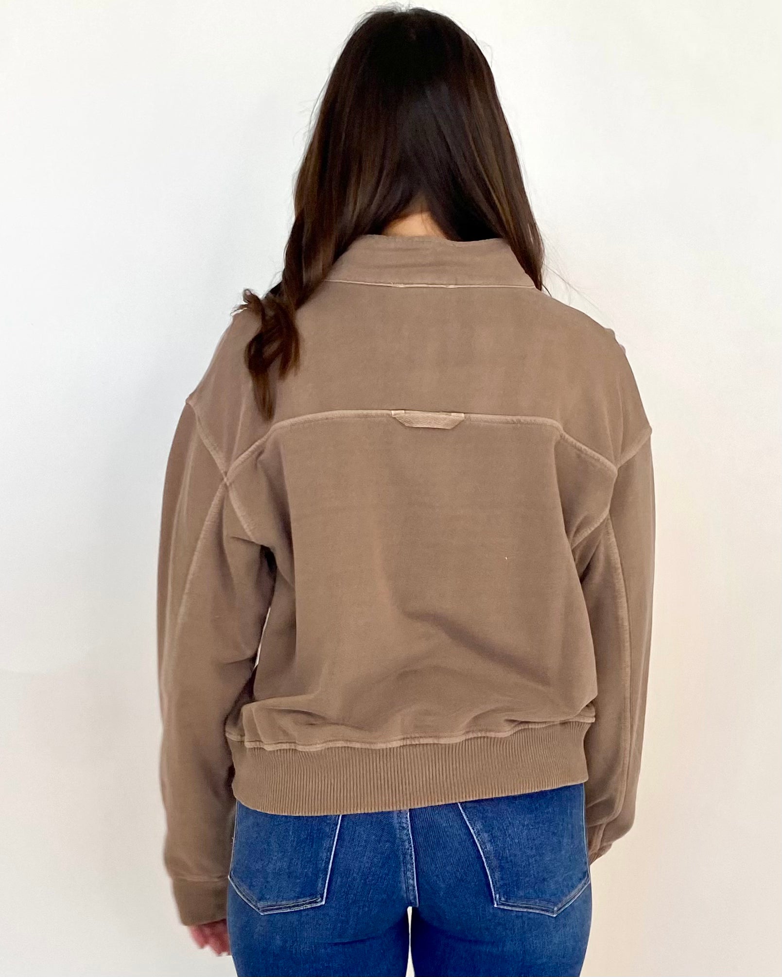 This One Mocha Half Zip Pullover-Shop-Womens-Boutique-Clothing