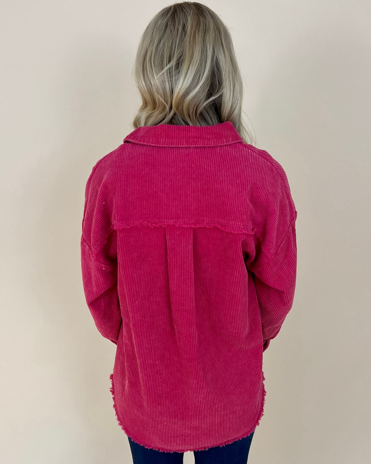 In Love Hot Pink Corduroy Shirt Jacket-Shop-Womens-Boutique-Clothing
