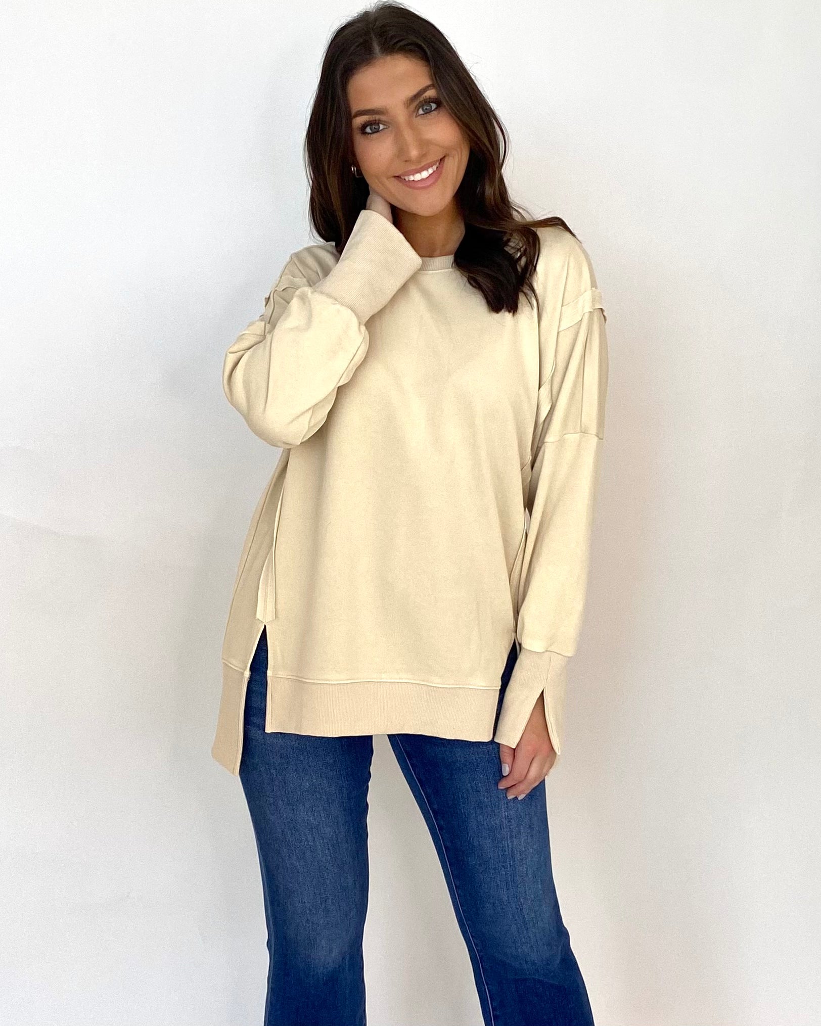 My Go To Oatmeal Mineral Sweatshirt-Shop-Womens-Boutique-Clothing