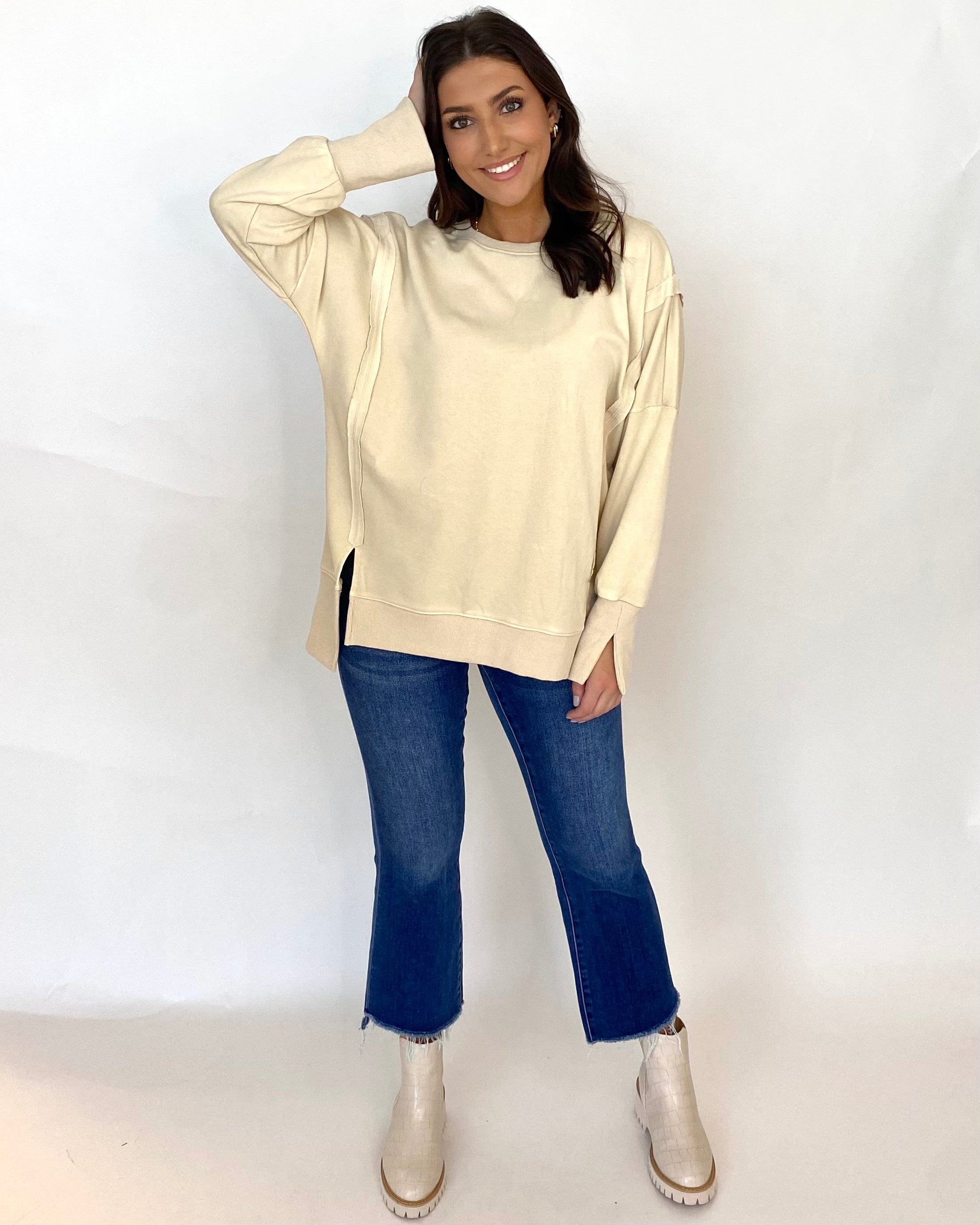 My Go To Oatmeal Mineral Sweatshirt-Shop-Womens-Boutique-Clothing