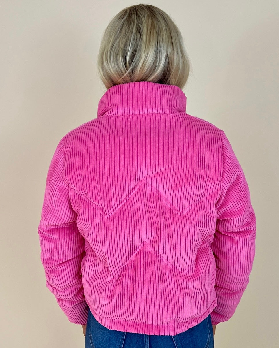 Not A Doubt Pink Ribbed Puffer Coat-Shop-Womens-Boutique-Clothing