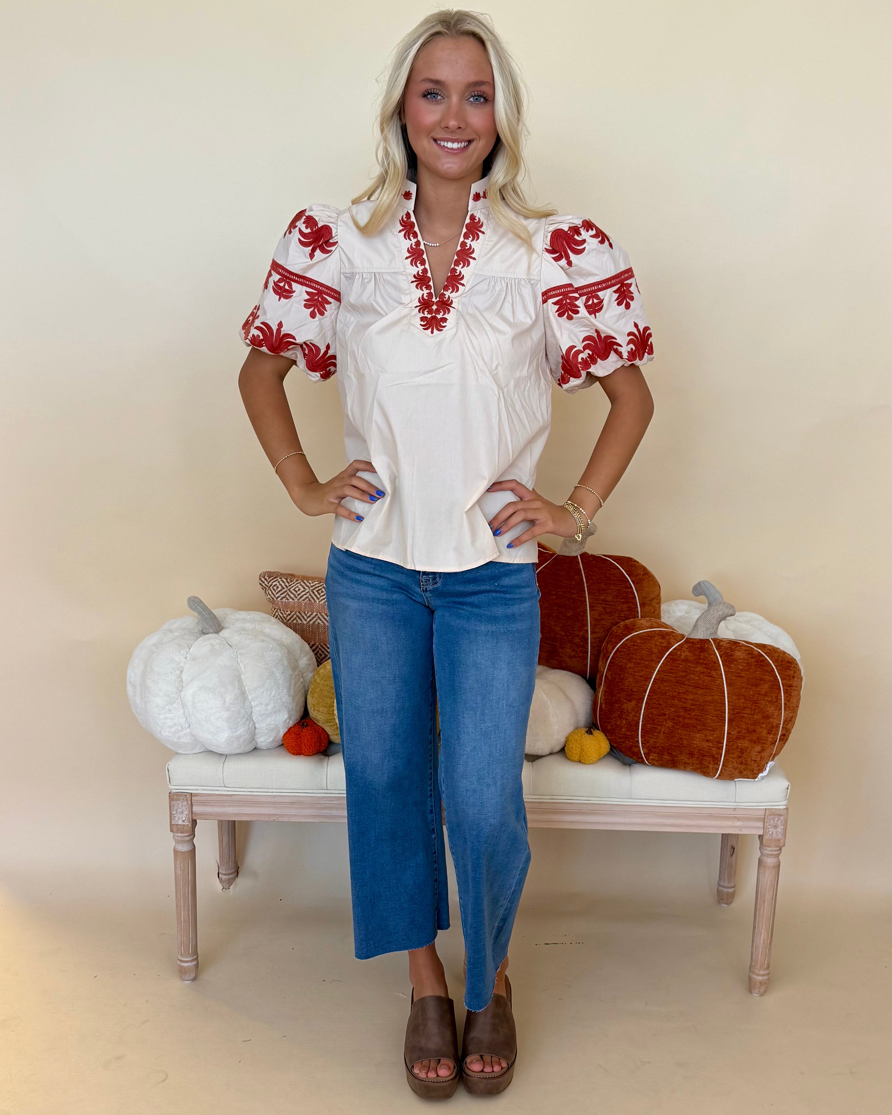 Catching Up Ecru Embroidered Top-Shop-Womens-Boutique-Clothing
