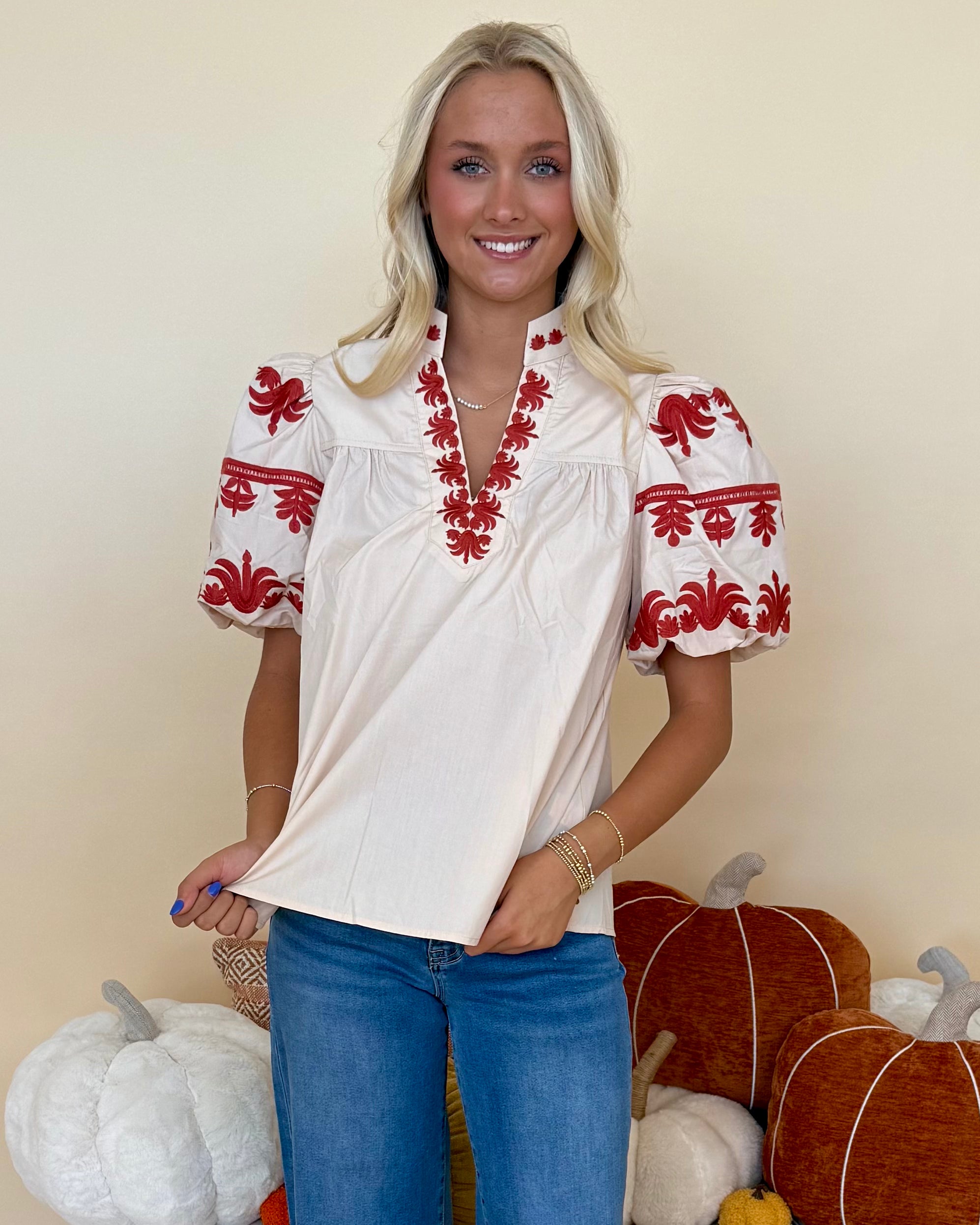 Catching Up Ecru Embroidered Top-Shop-Womens-Boutique-Clothing