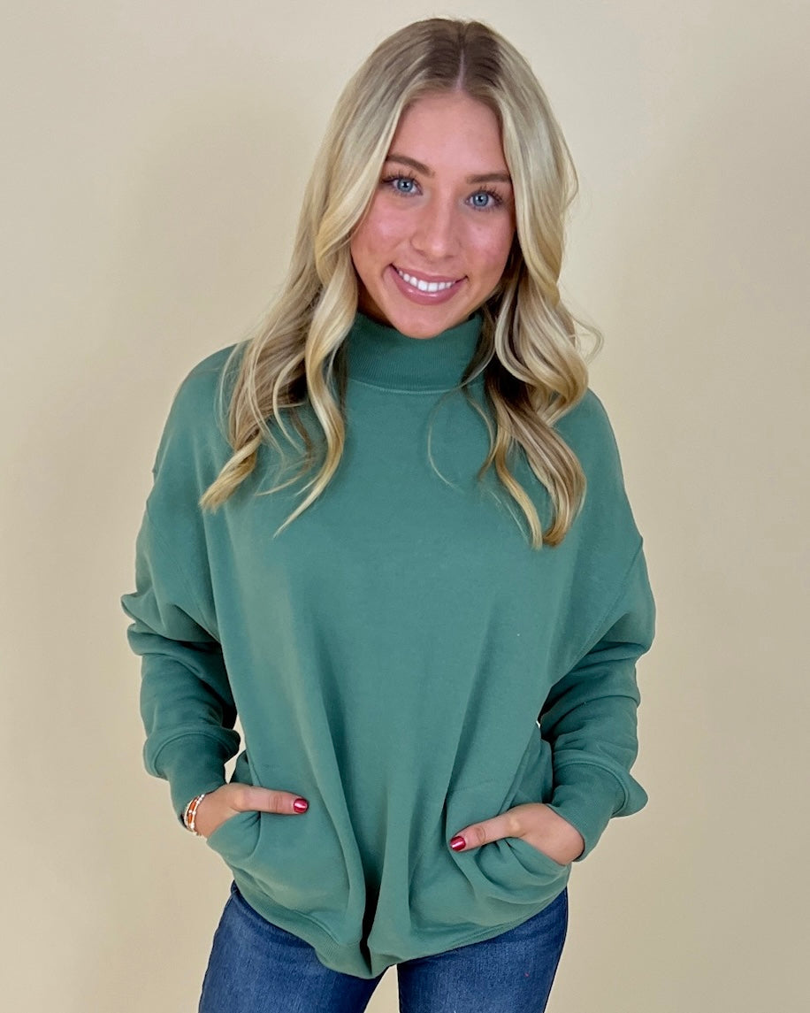 Staying In Sage Ribbed Sweatshirt-Shop-Womens-Boutique-Clothing